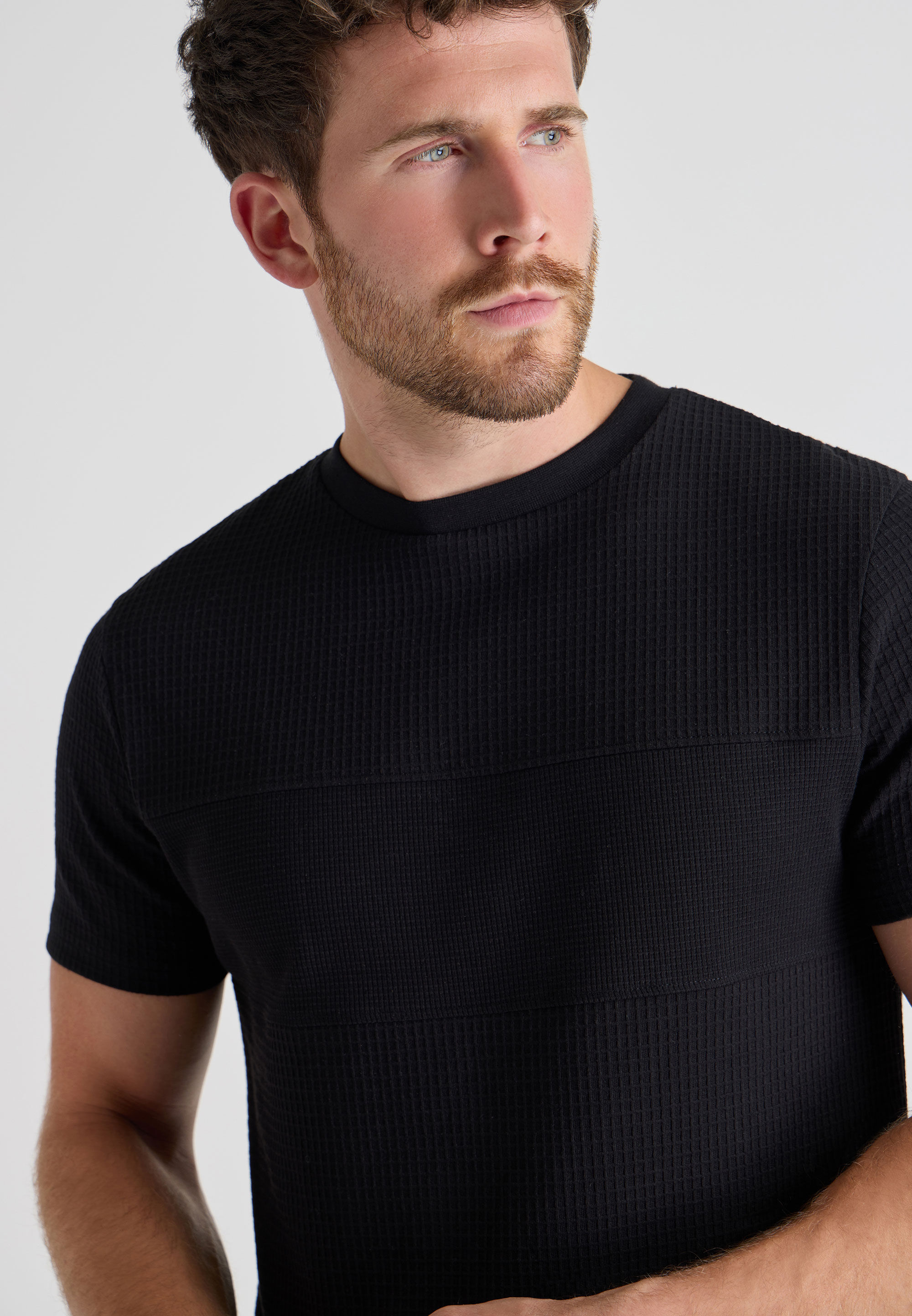 Mens Black Block Textured T-shirt