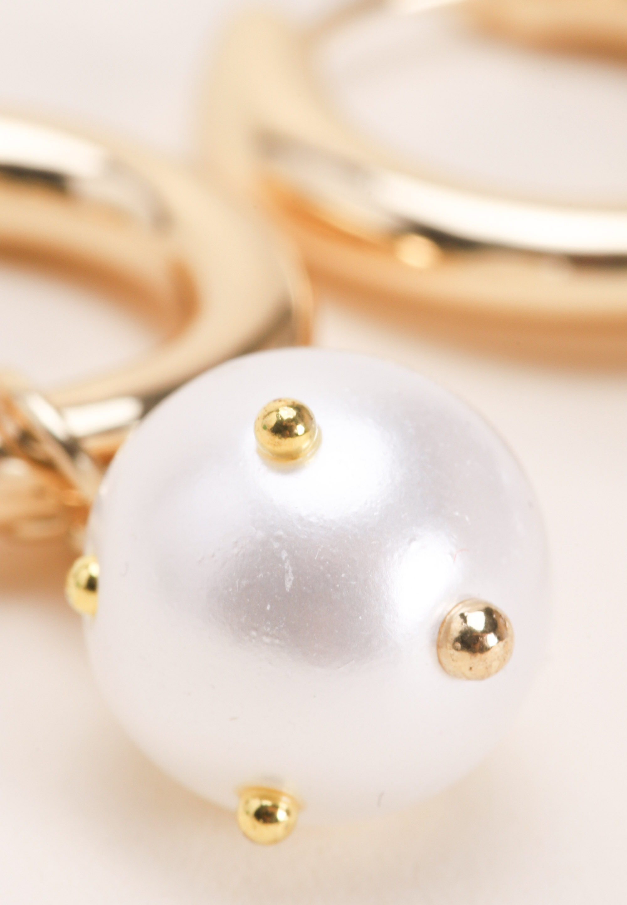 Womens Gold Orb Drop Hoop Earrings