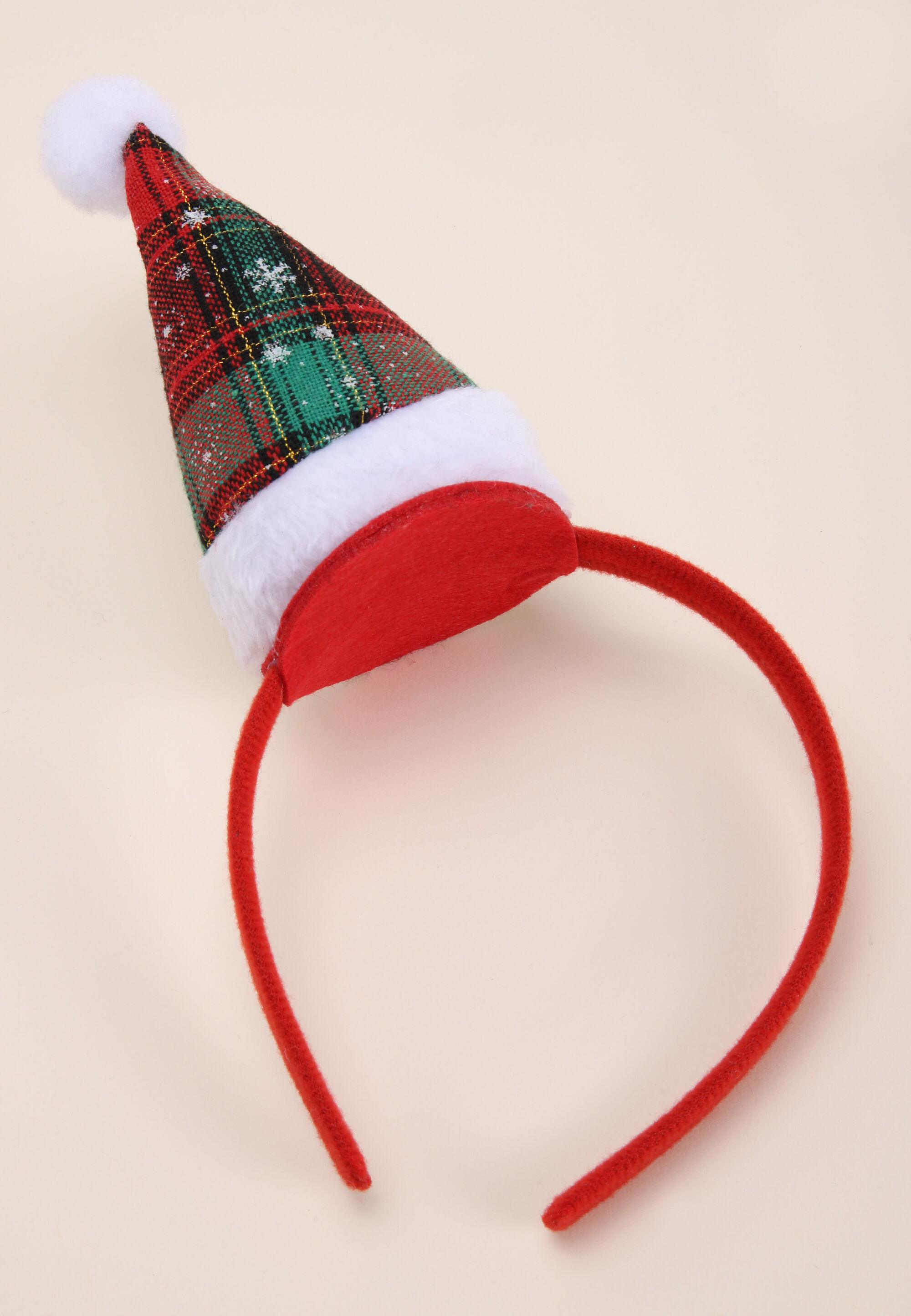 Red Tartan Christmas Hat Headband