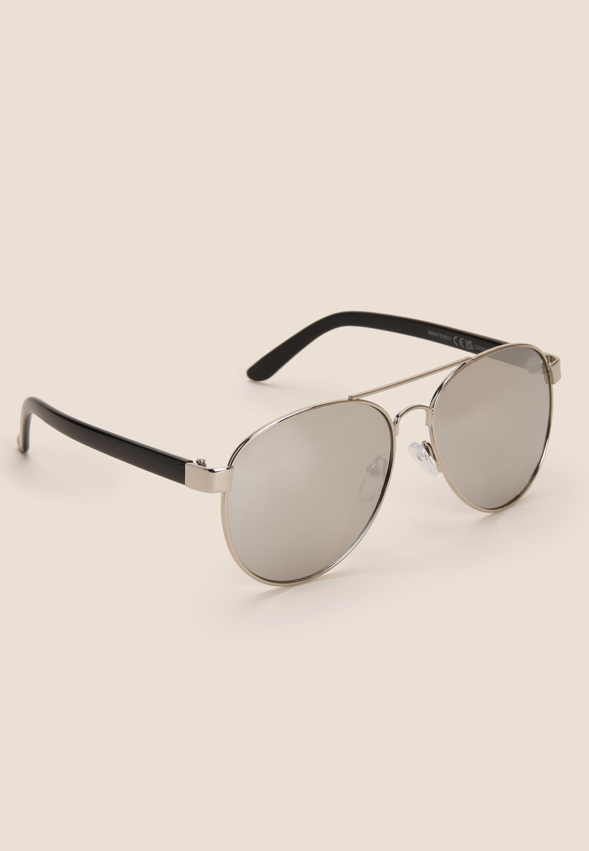 Boys Silver & Black Mirrored Aviator Sunglasses