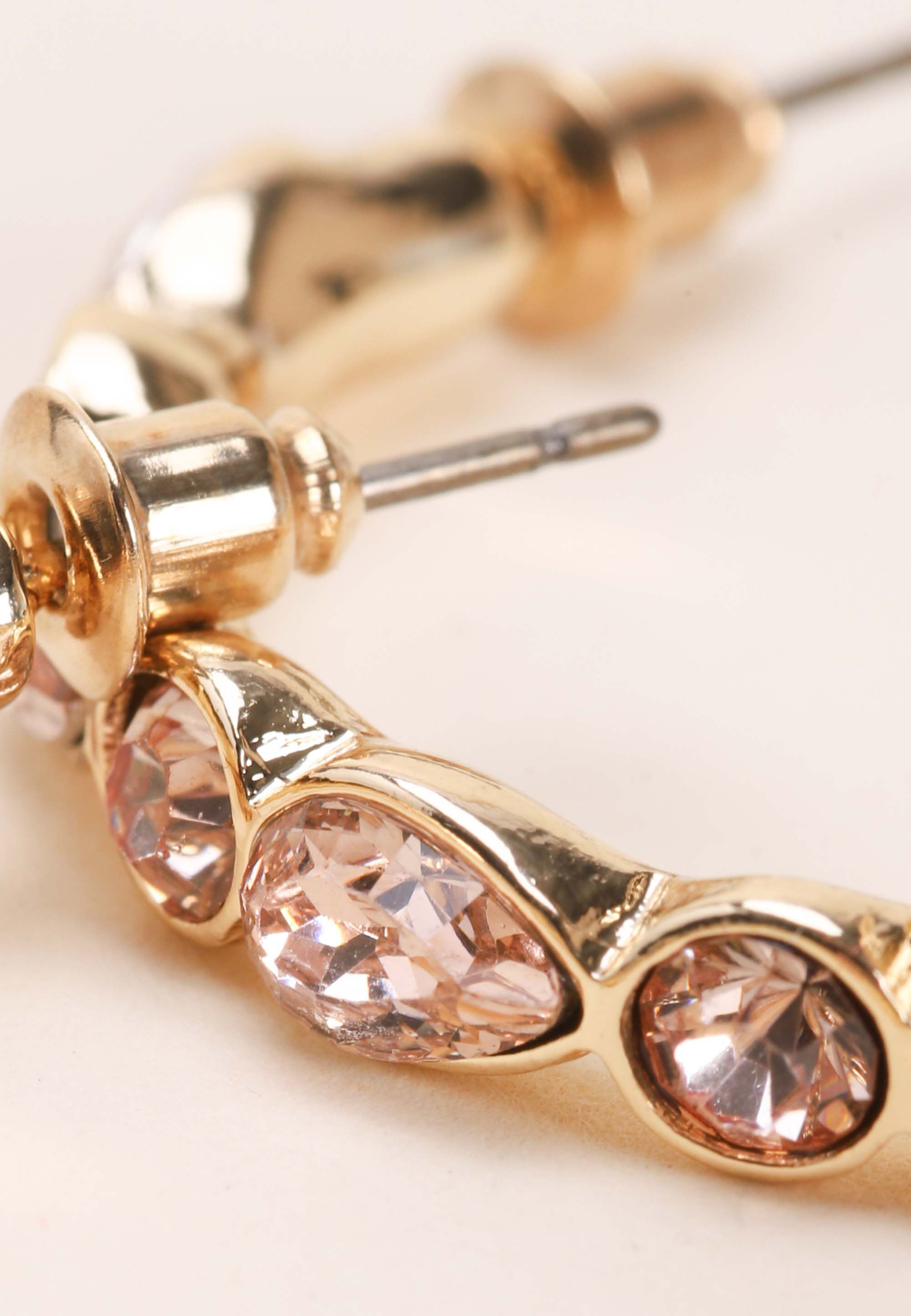 Womens Gold Large Stone Hoop Earrings
