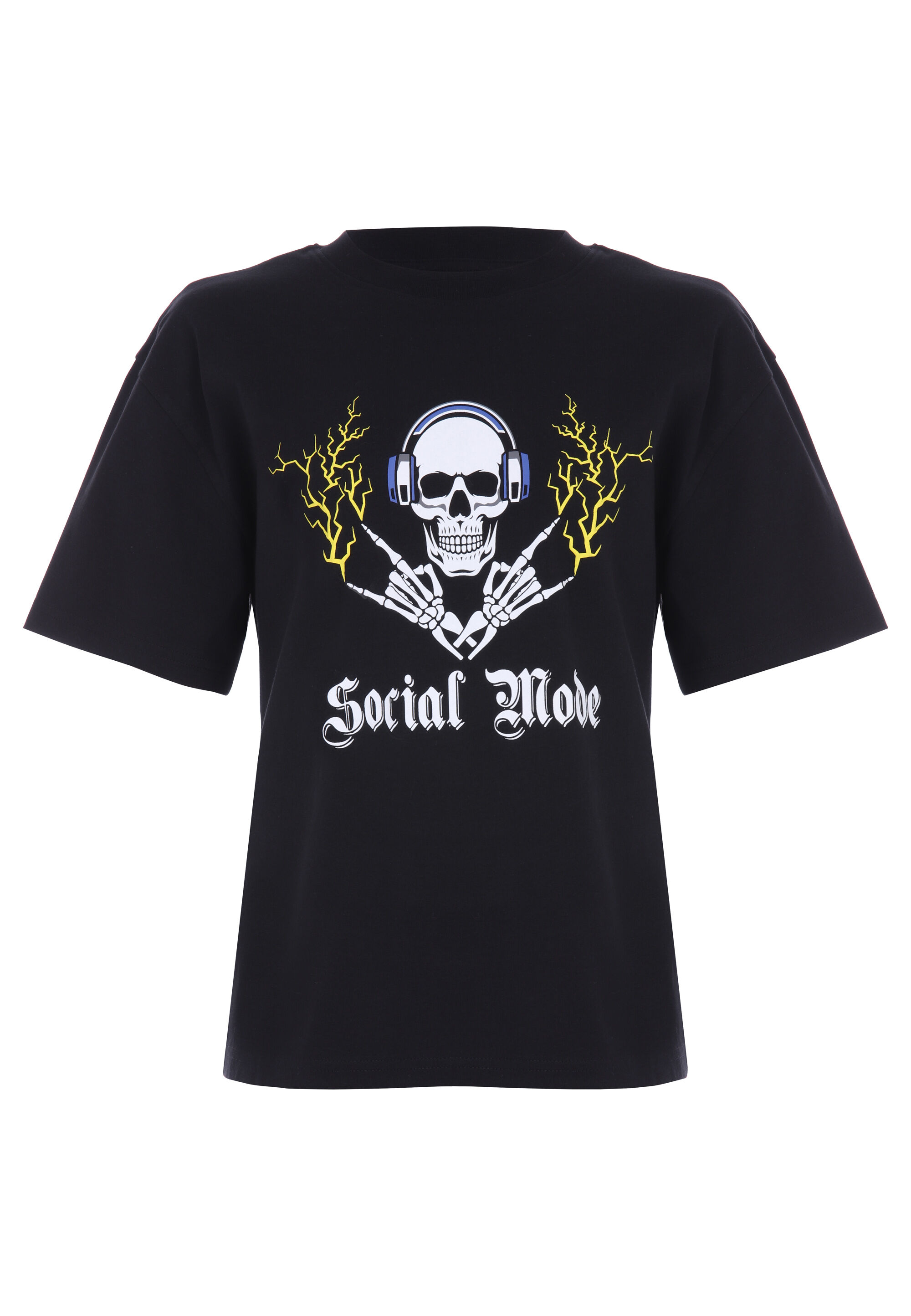 Older Boys Black Skull Print T-Shirt