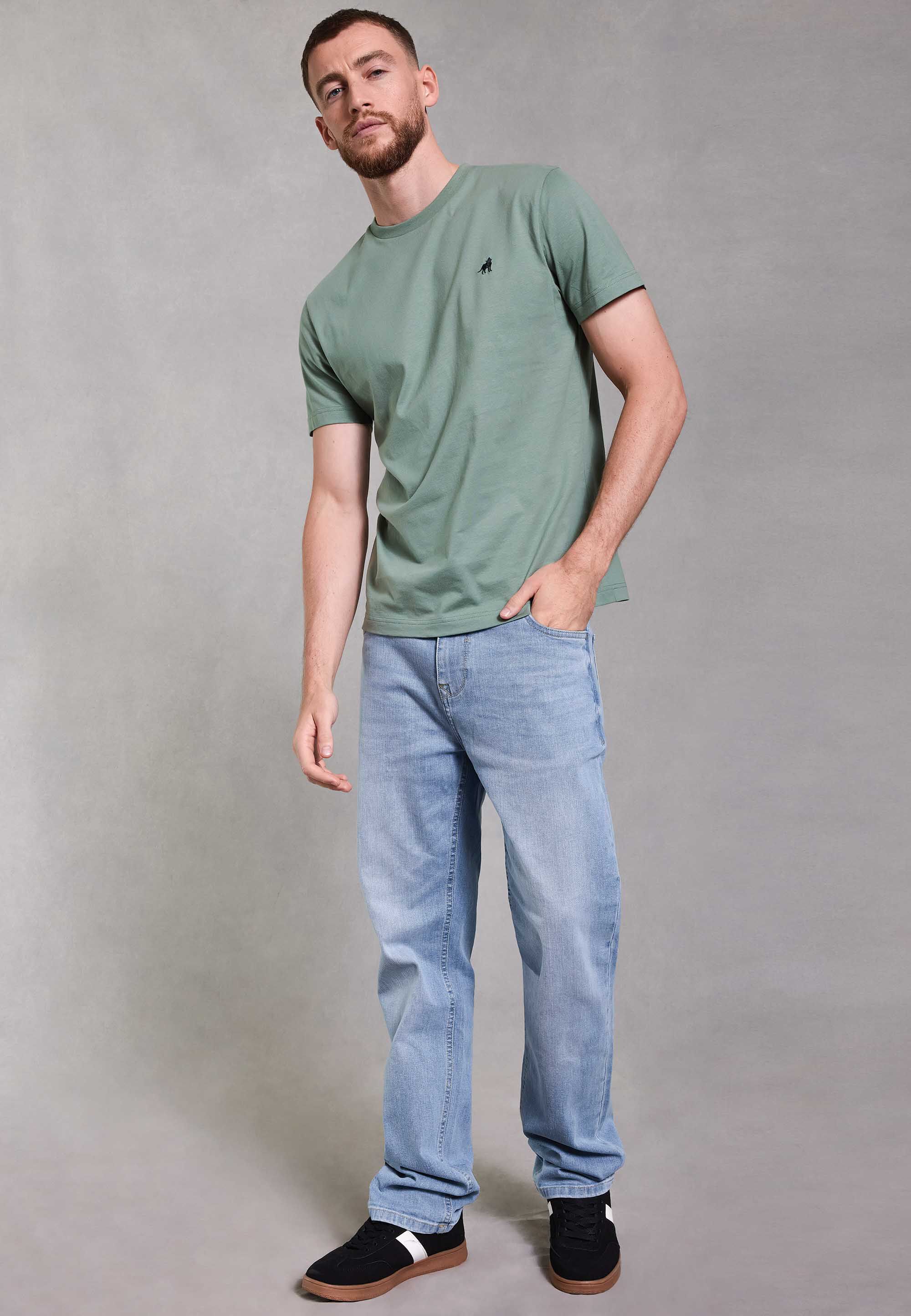 Mens Sage Crew Neck Basic T-Shirt