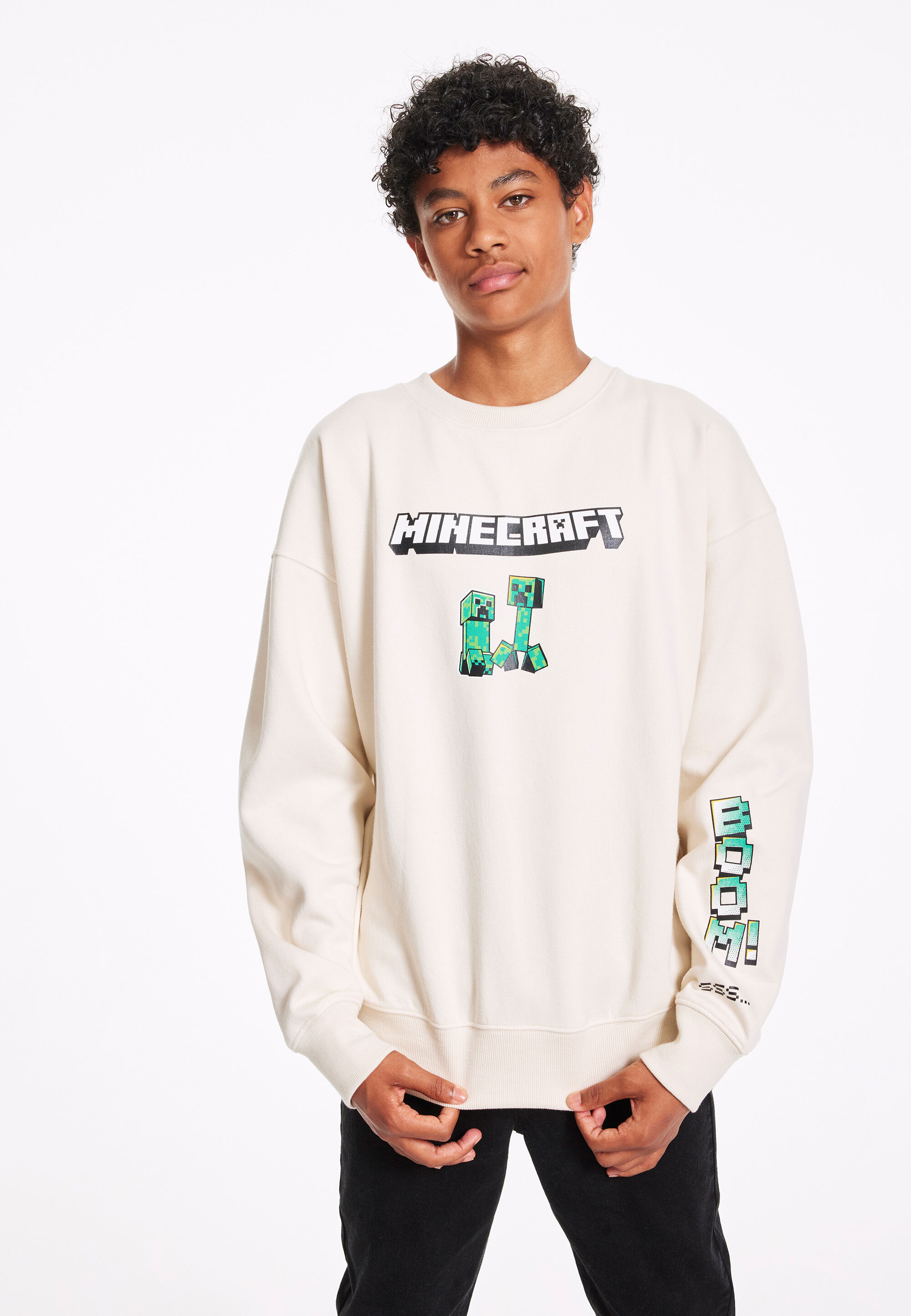 Older Boys Ecru Minecraft Sweatshirt