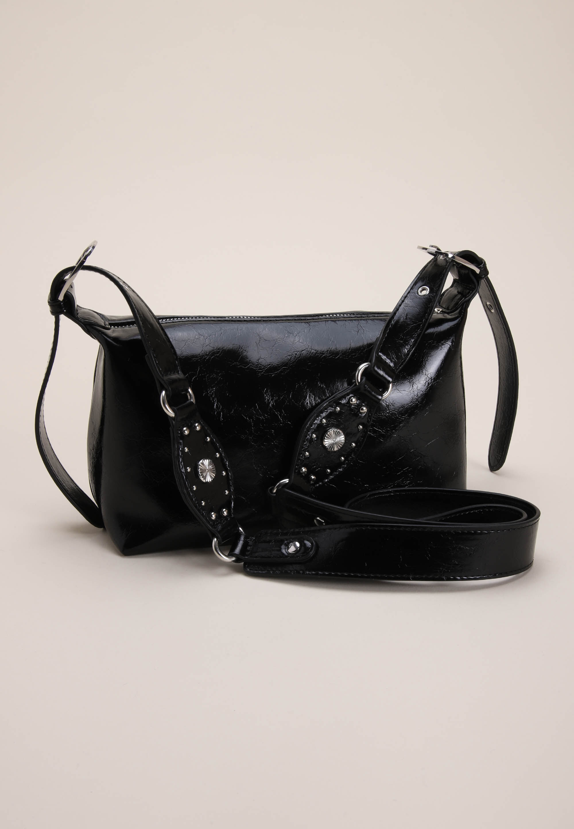 Womens Black Western Strap Cross Body Bag
