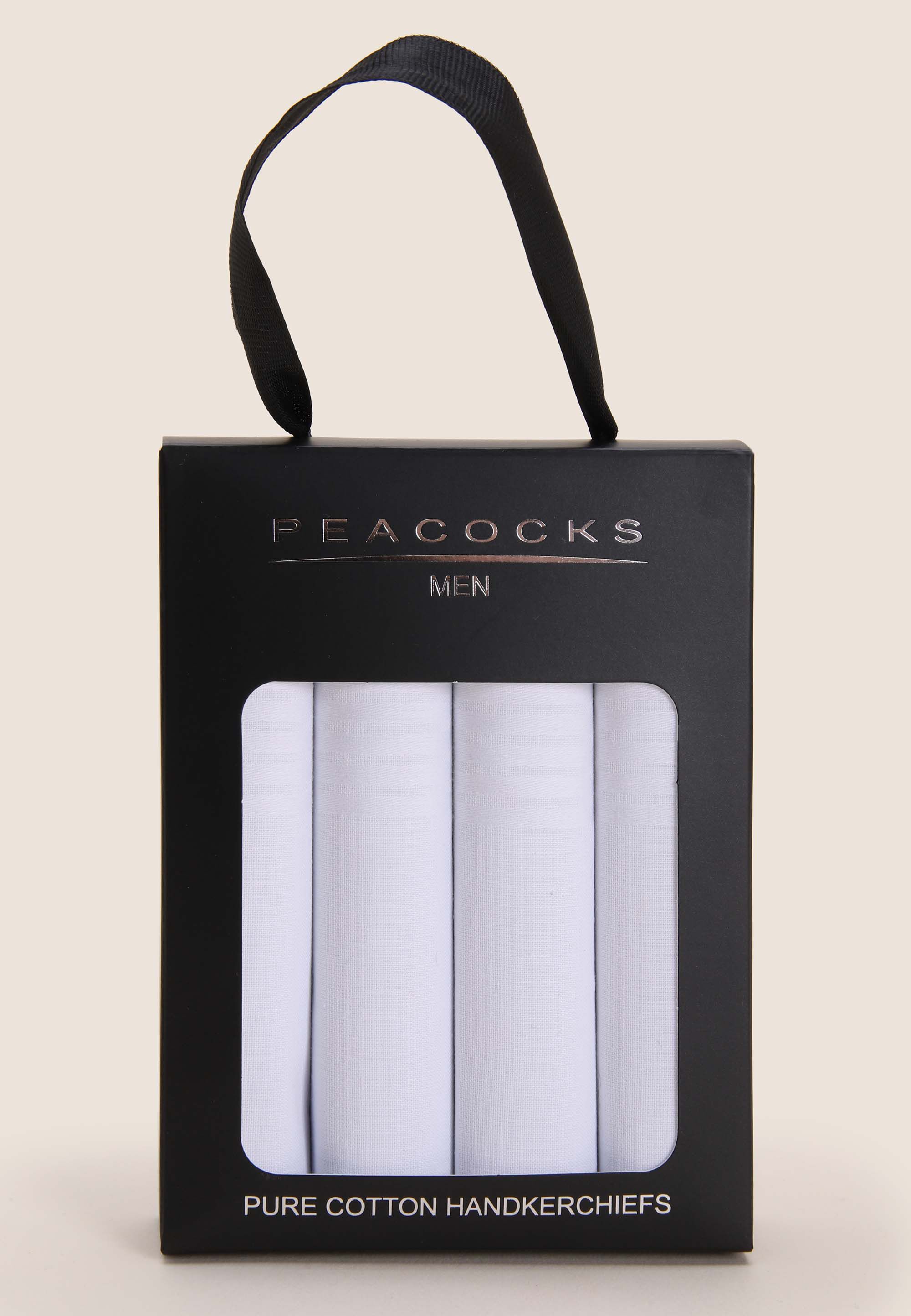 Mens 4pk White Plain Cotton Handkerchiefs