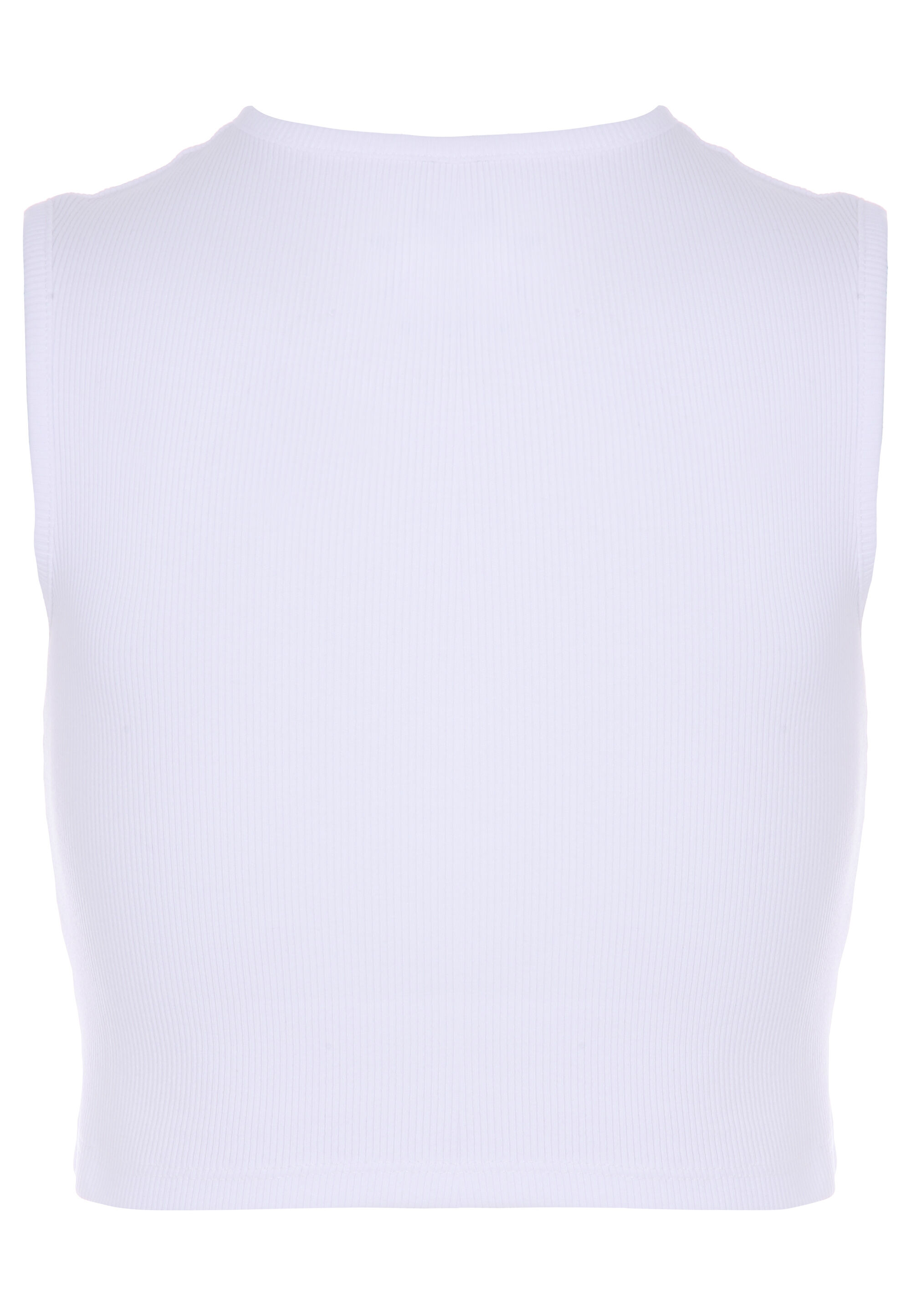 Older Girls White Ribbed Cut Out Vest Top