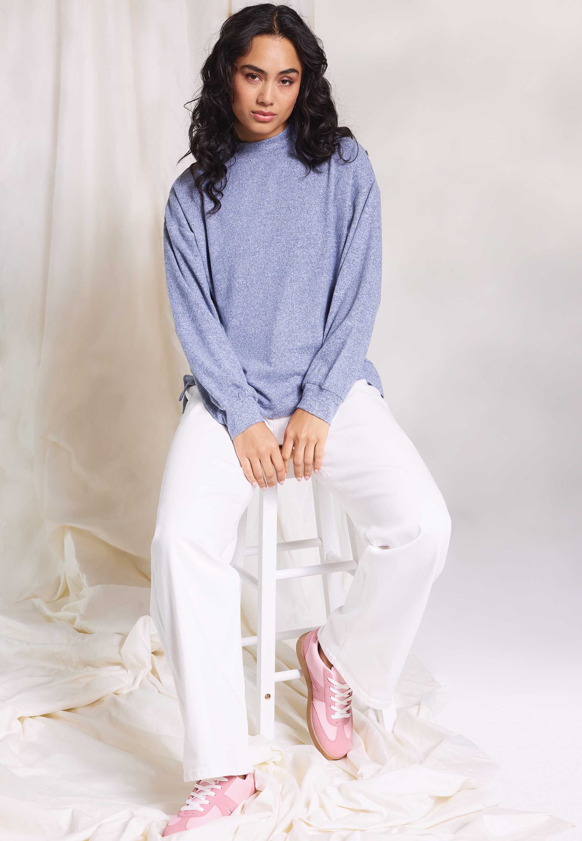 Womens Cream High Rise Wide Leg Jeans