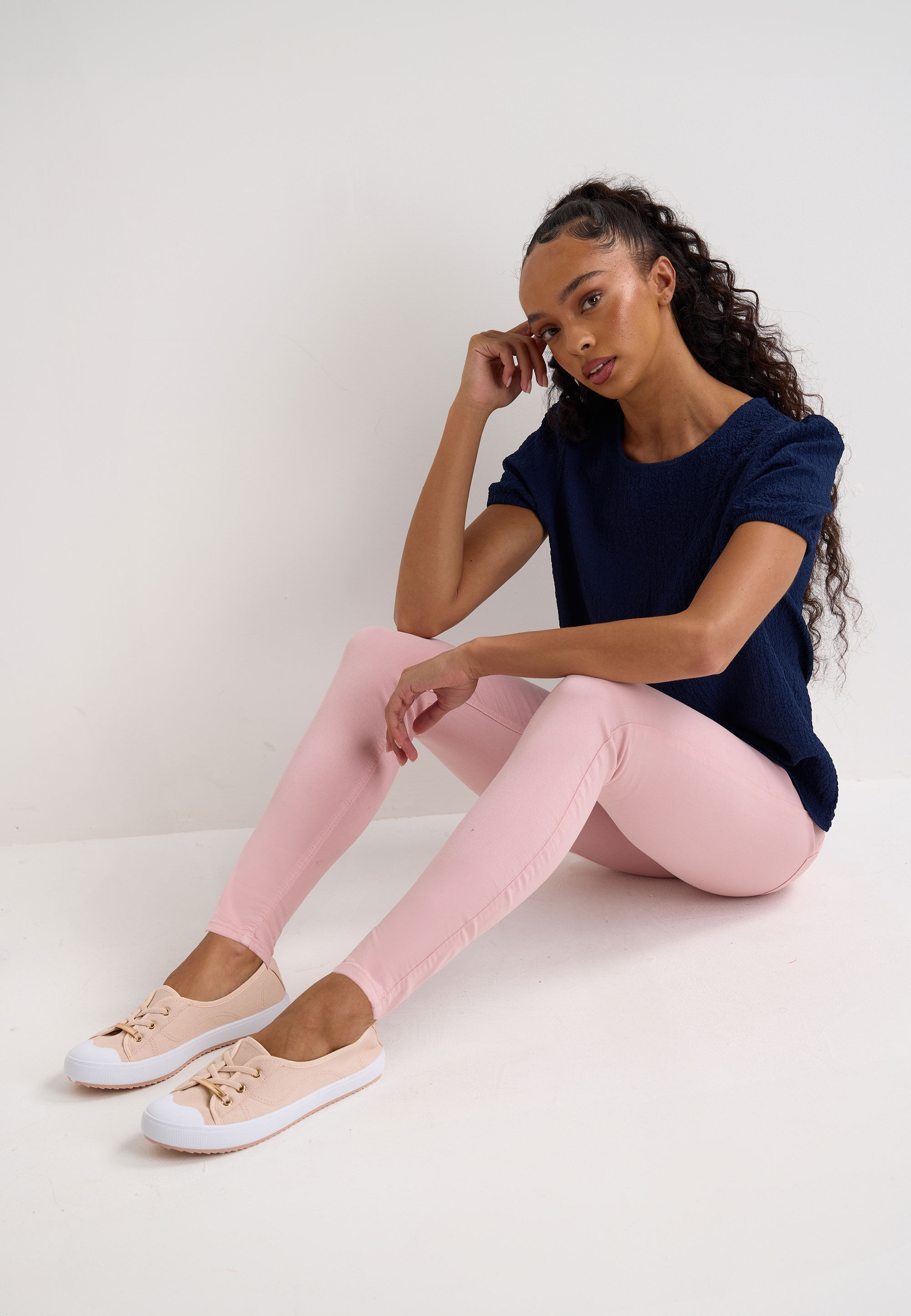 Womens Pink Plain Kate Shaper Jeggings