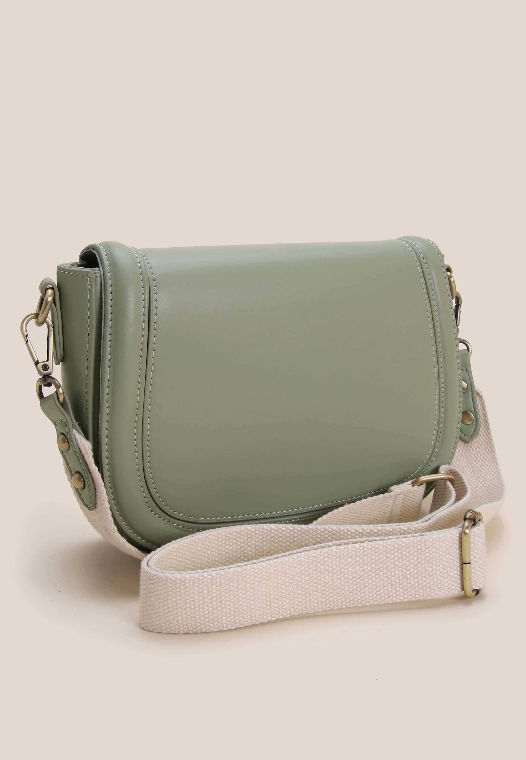 Womens Khaki Saddle Crossbody Bag