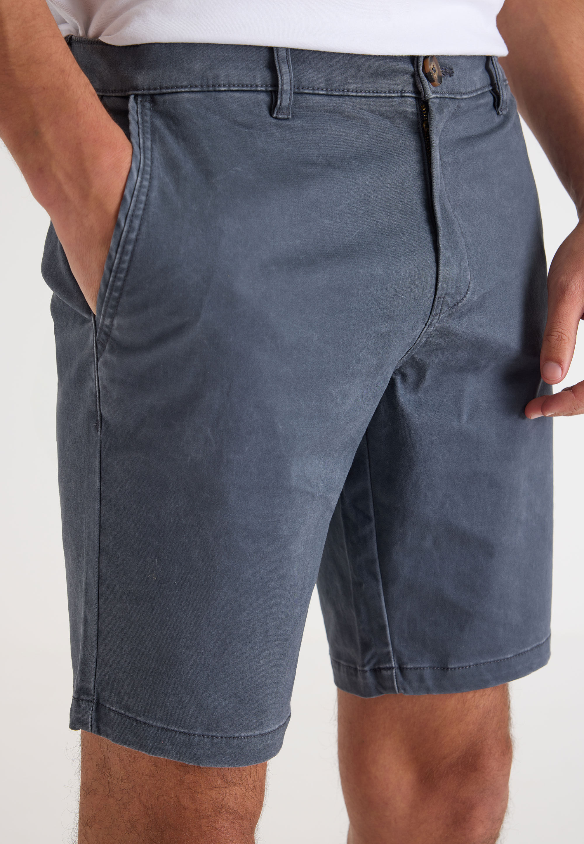 Mens Charcoal Peached Chino Shorts