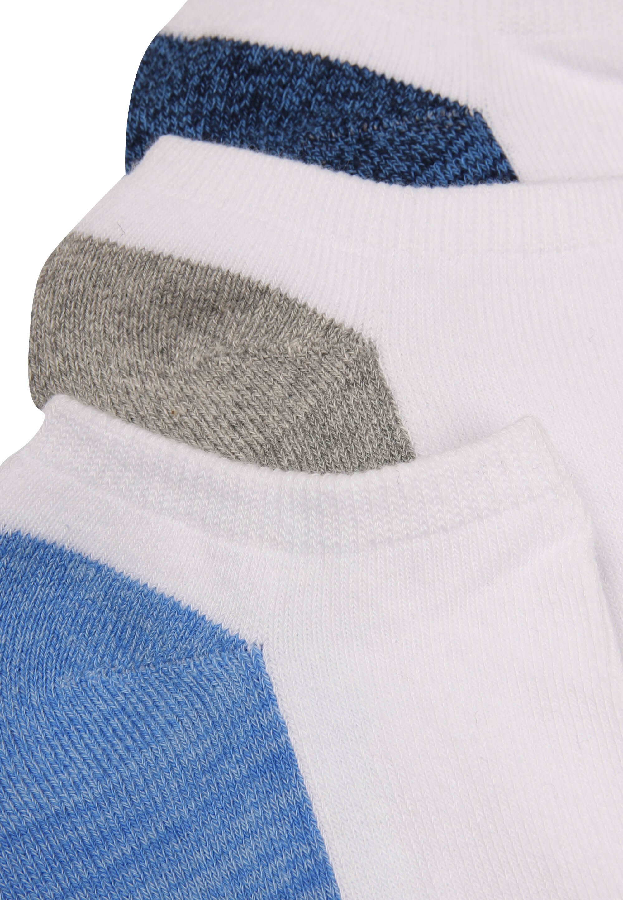 Mens 3pk White & Blue Cushioned Sole Trainer Socks