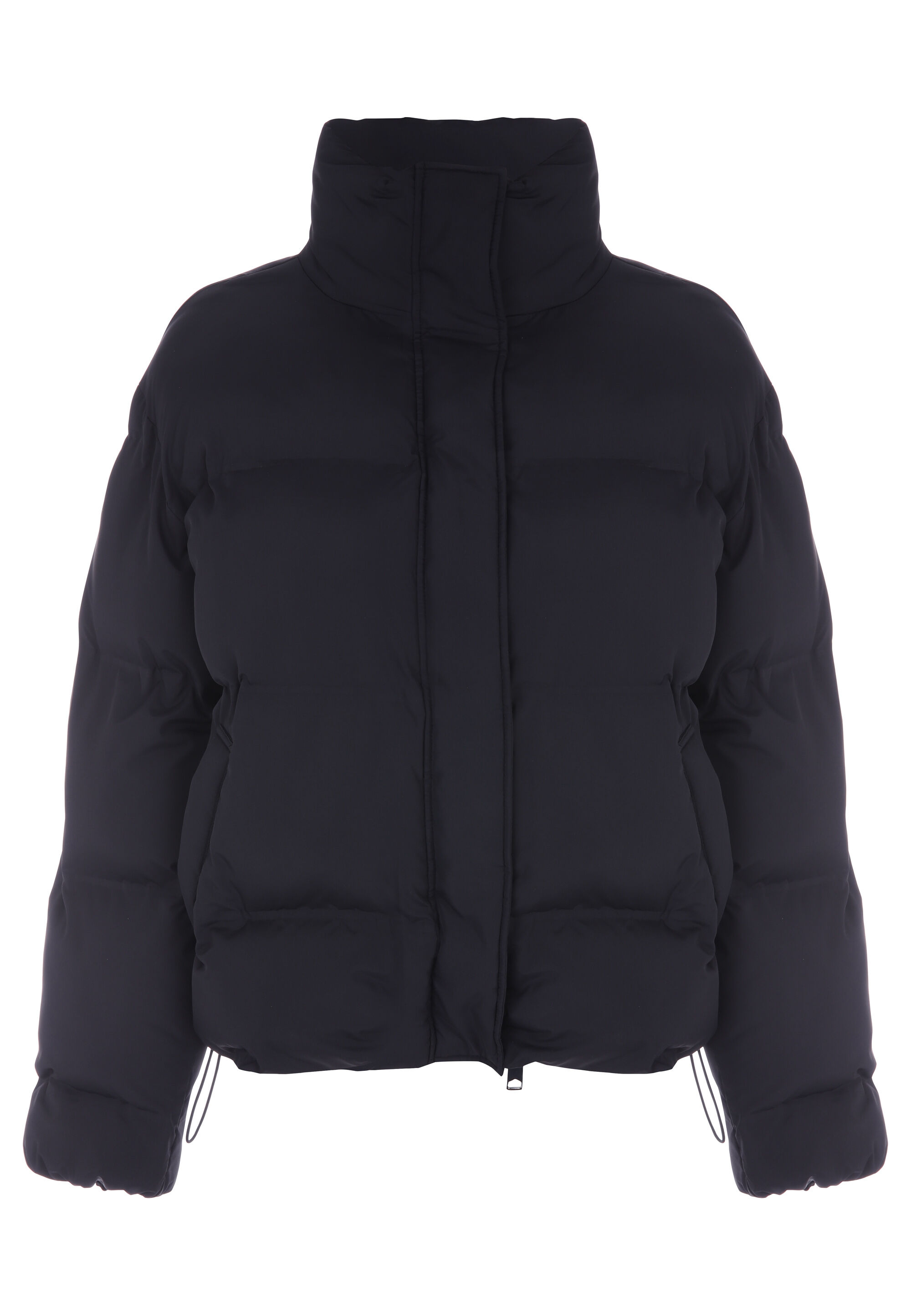 Womens Black Padded Mid Length Coat