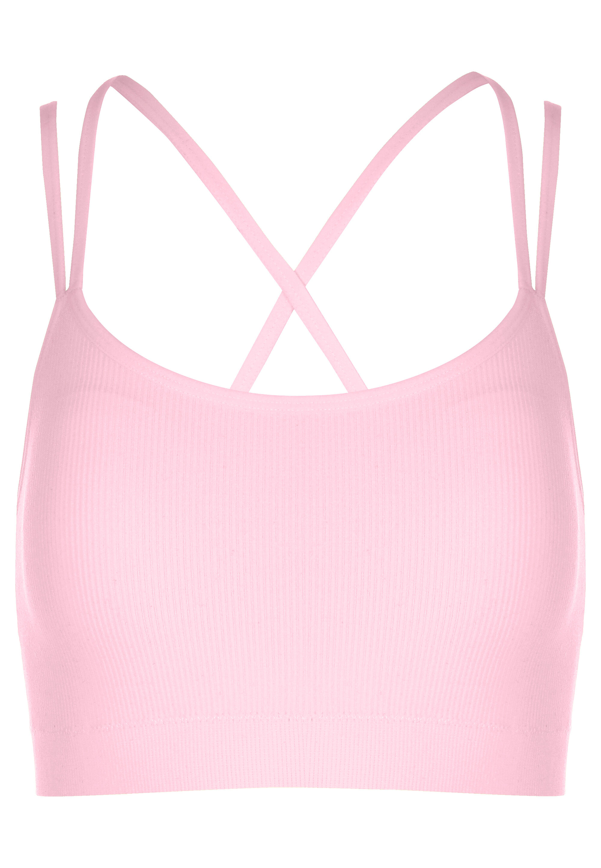 Older Girls Pink Strappy Seam Free Crop Top
