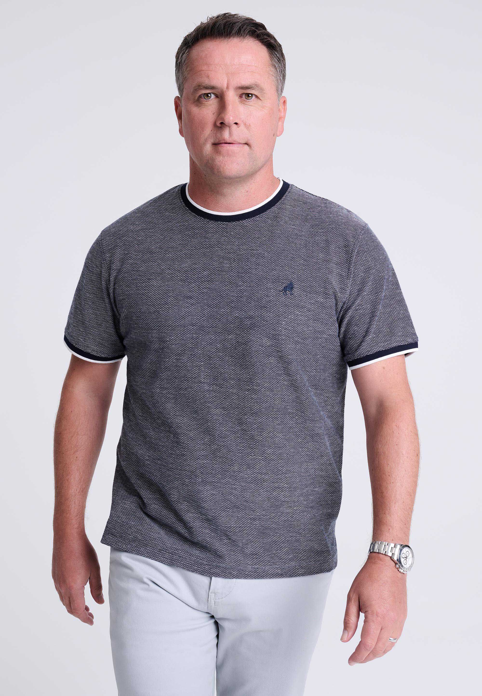 Mens Navy Textured T-Shirt