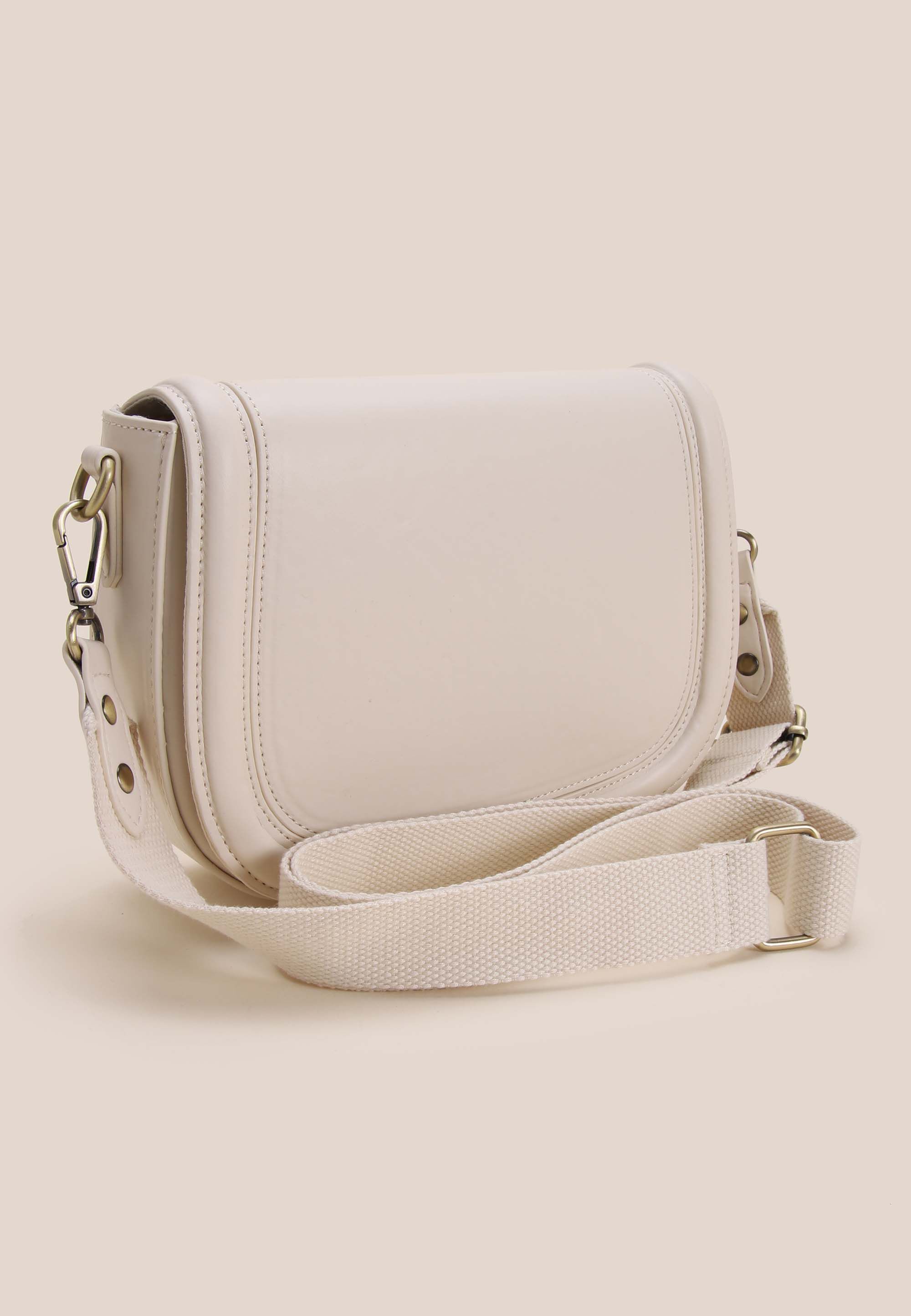 Womens Cream Saddle Crossbody Bag