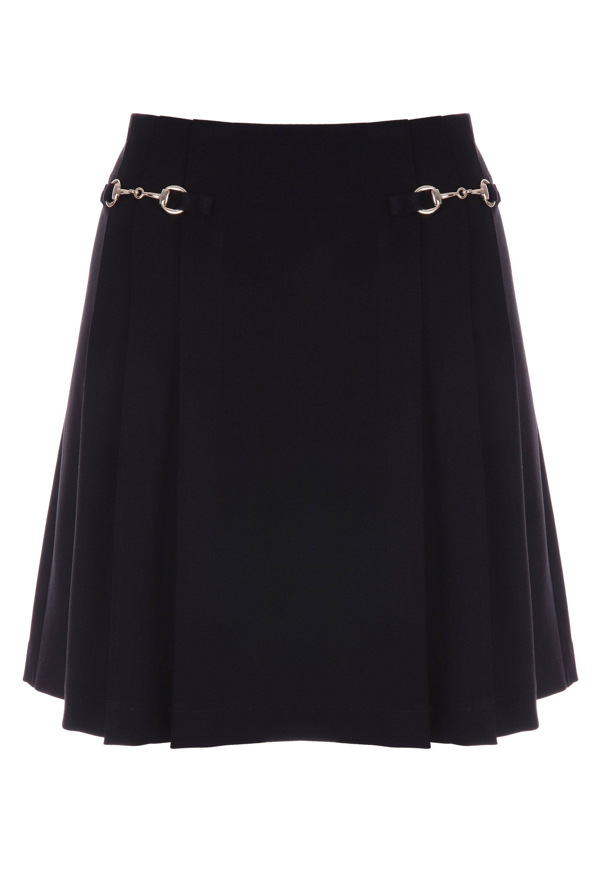 Womens Black Plain Pleated Mini Skirt