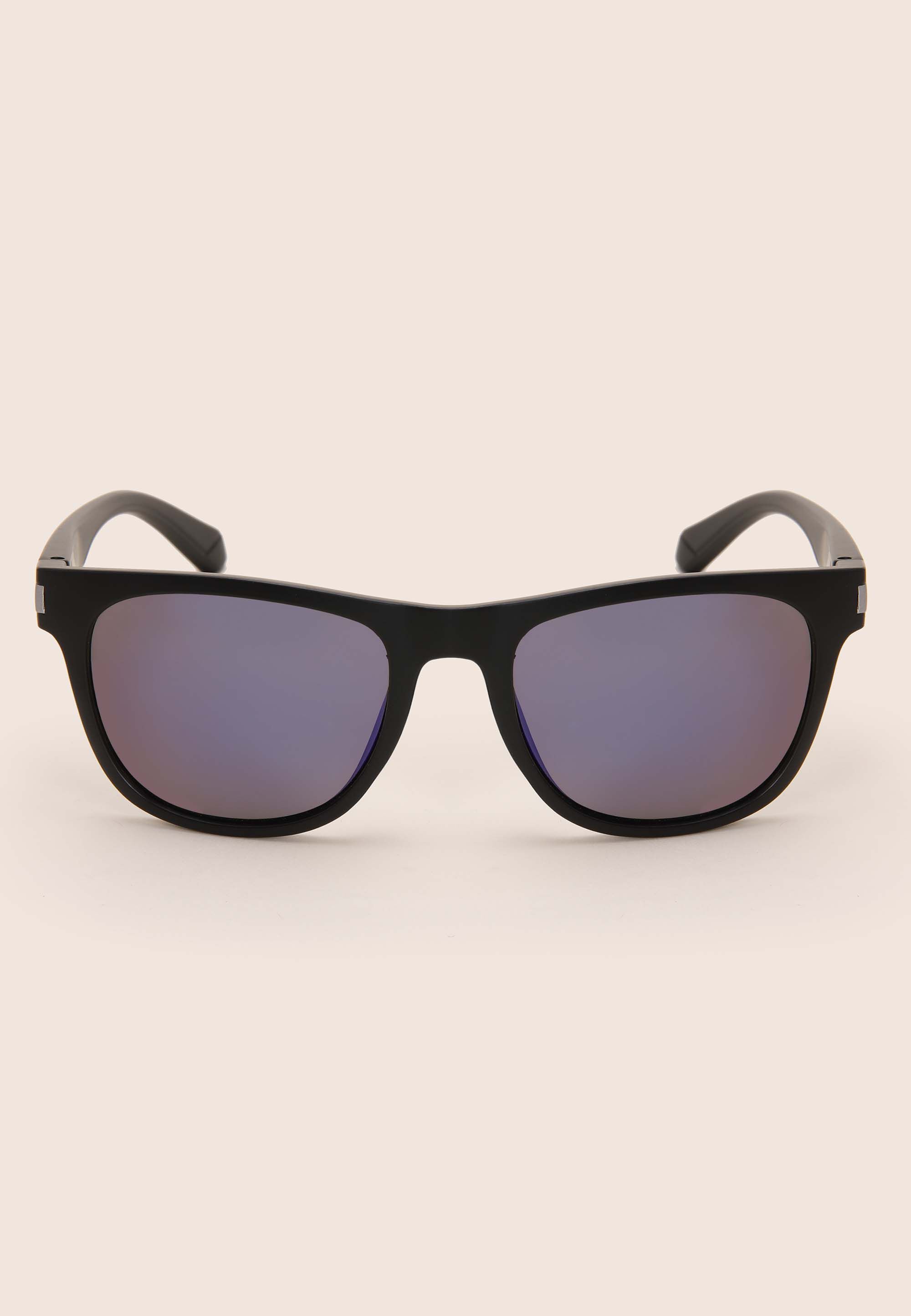 Mens Black Plain Polarised Retro Sunglasses
