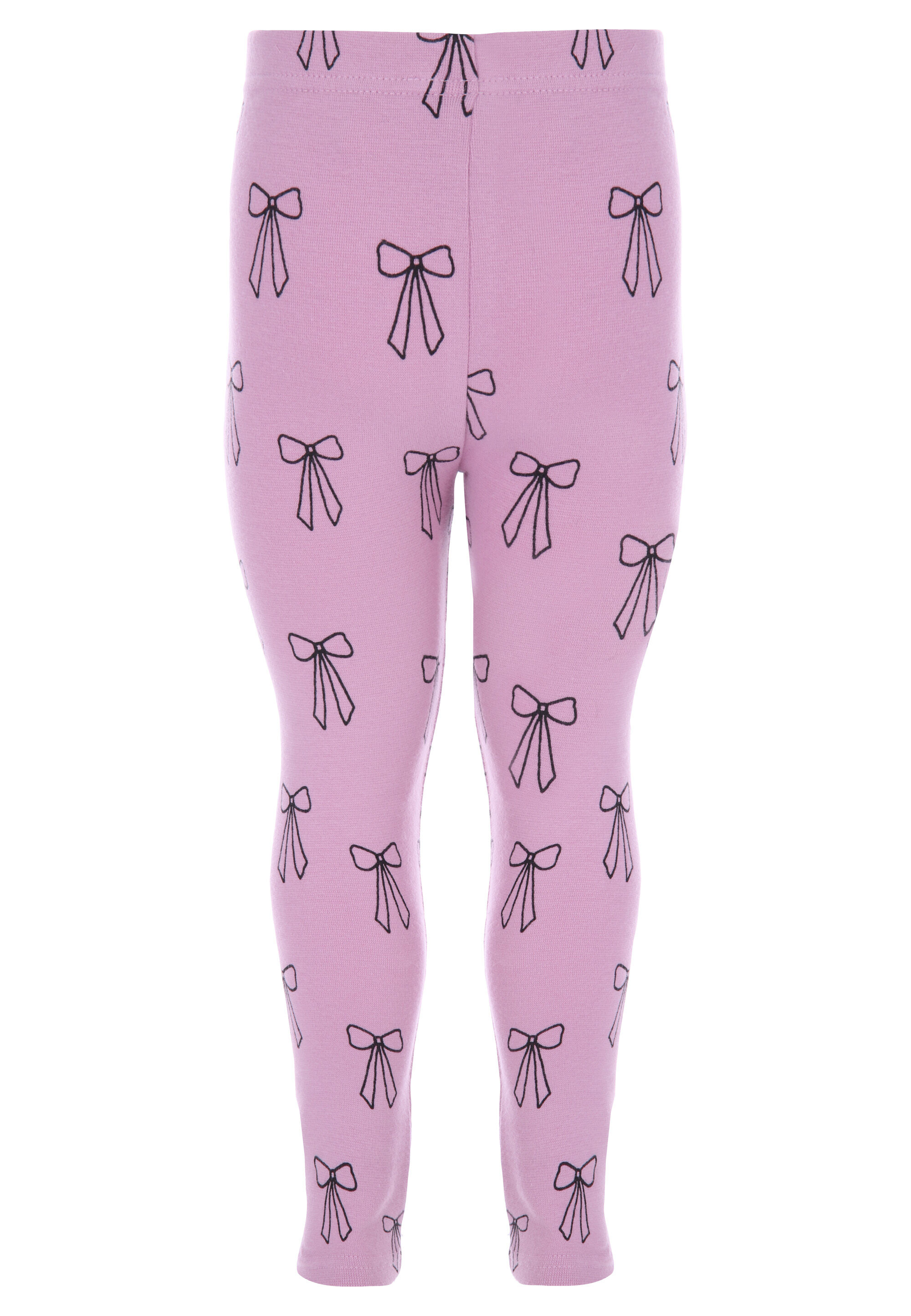 Younger Girls Lilac Brushed Bow Leggings