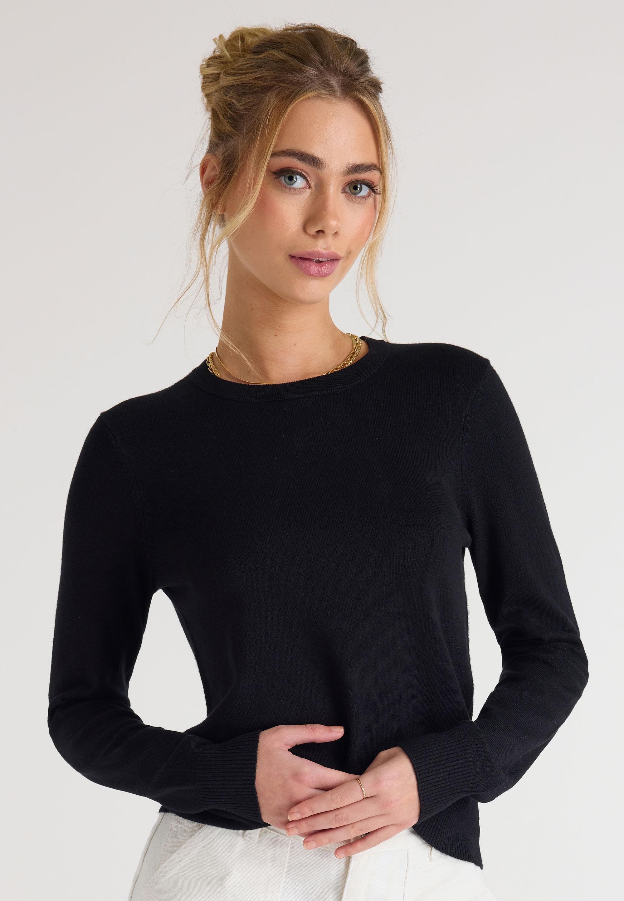 Womens Black Long Sleeve Jumper