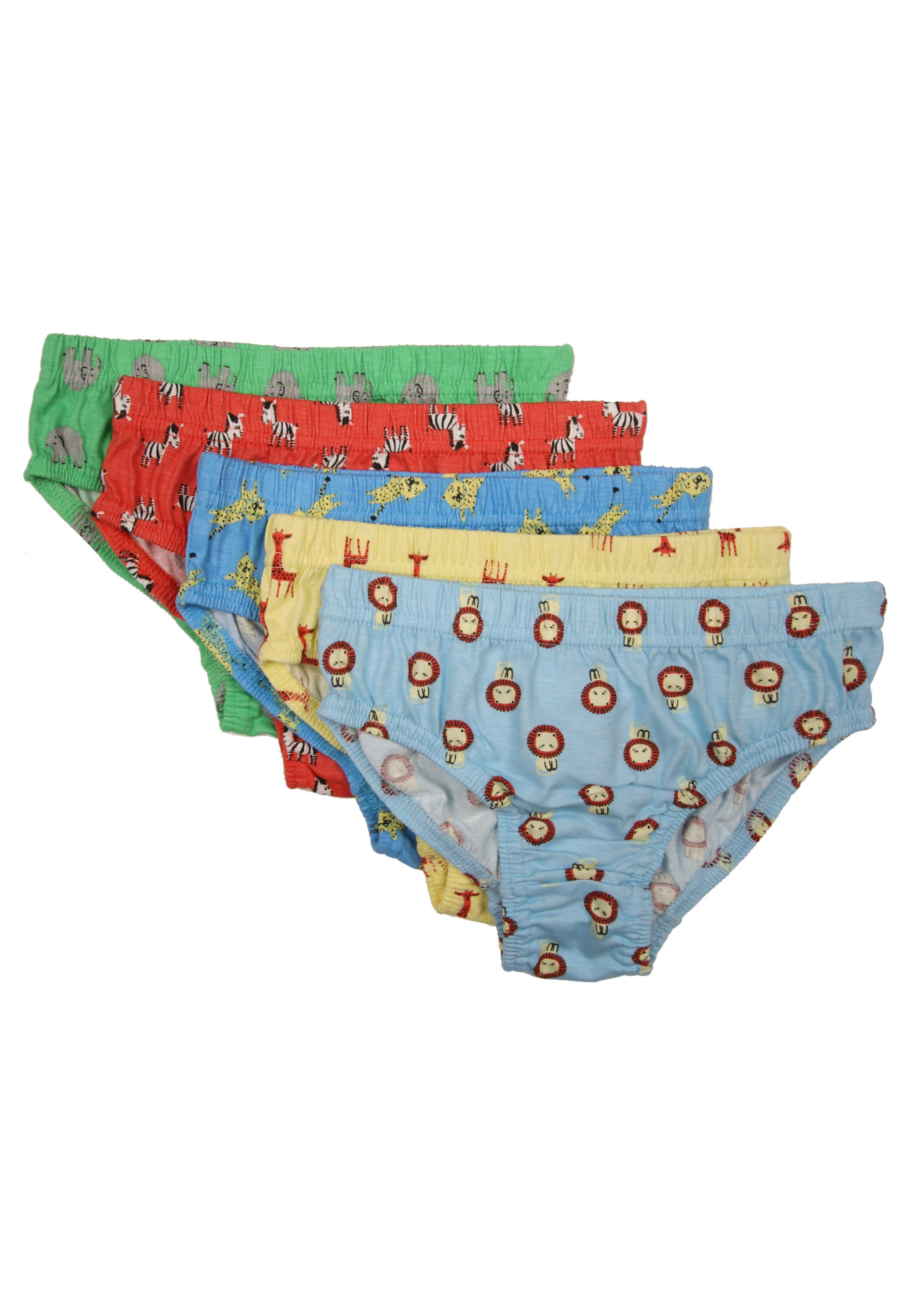 Younger Boys 5pk Assorted Safari Animal Print Briefs