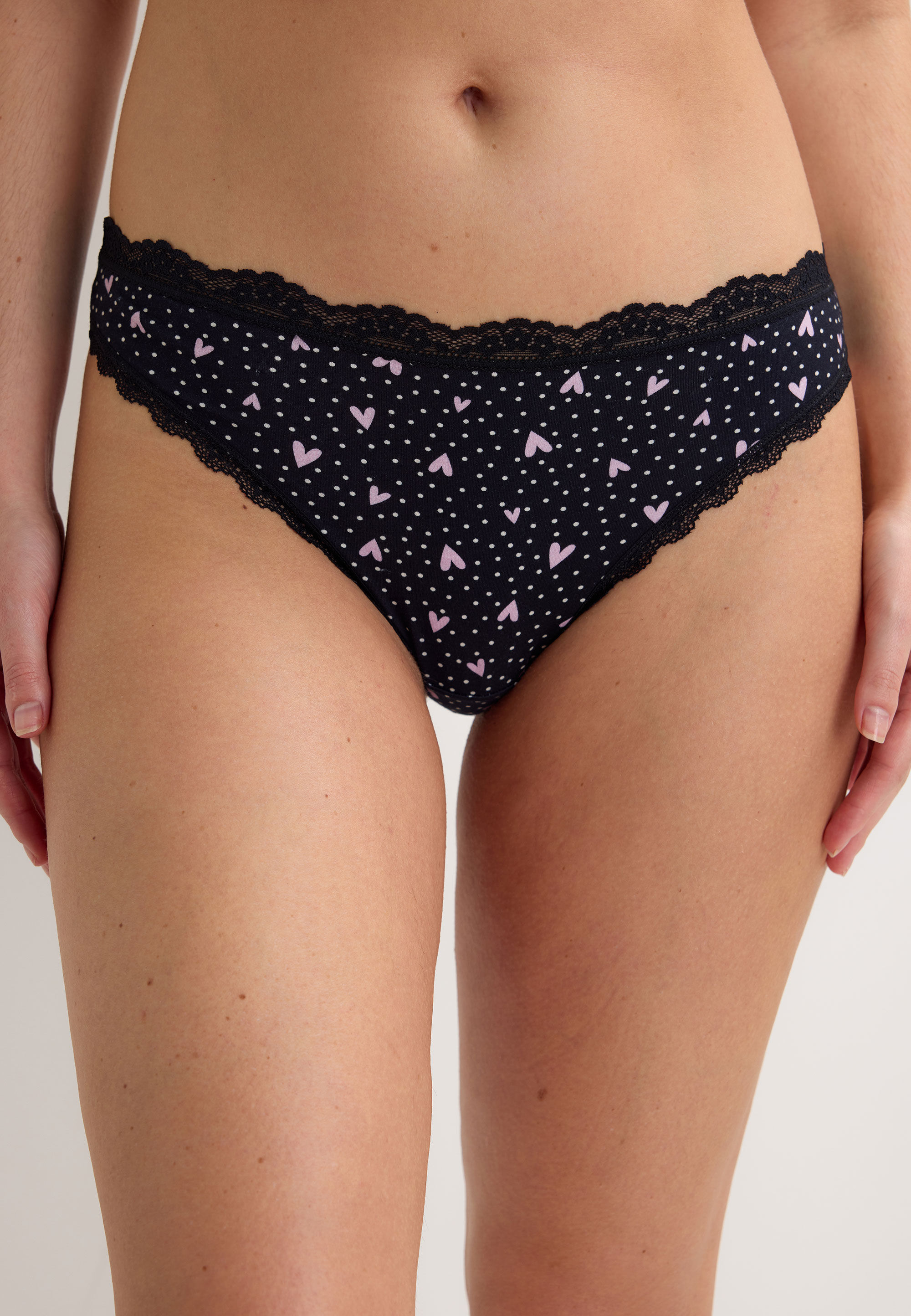 Womens 3pk Pink Heart Print Thongs