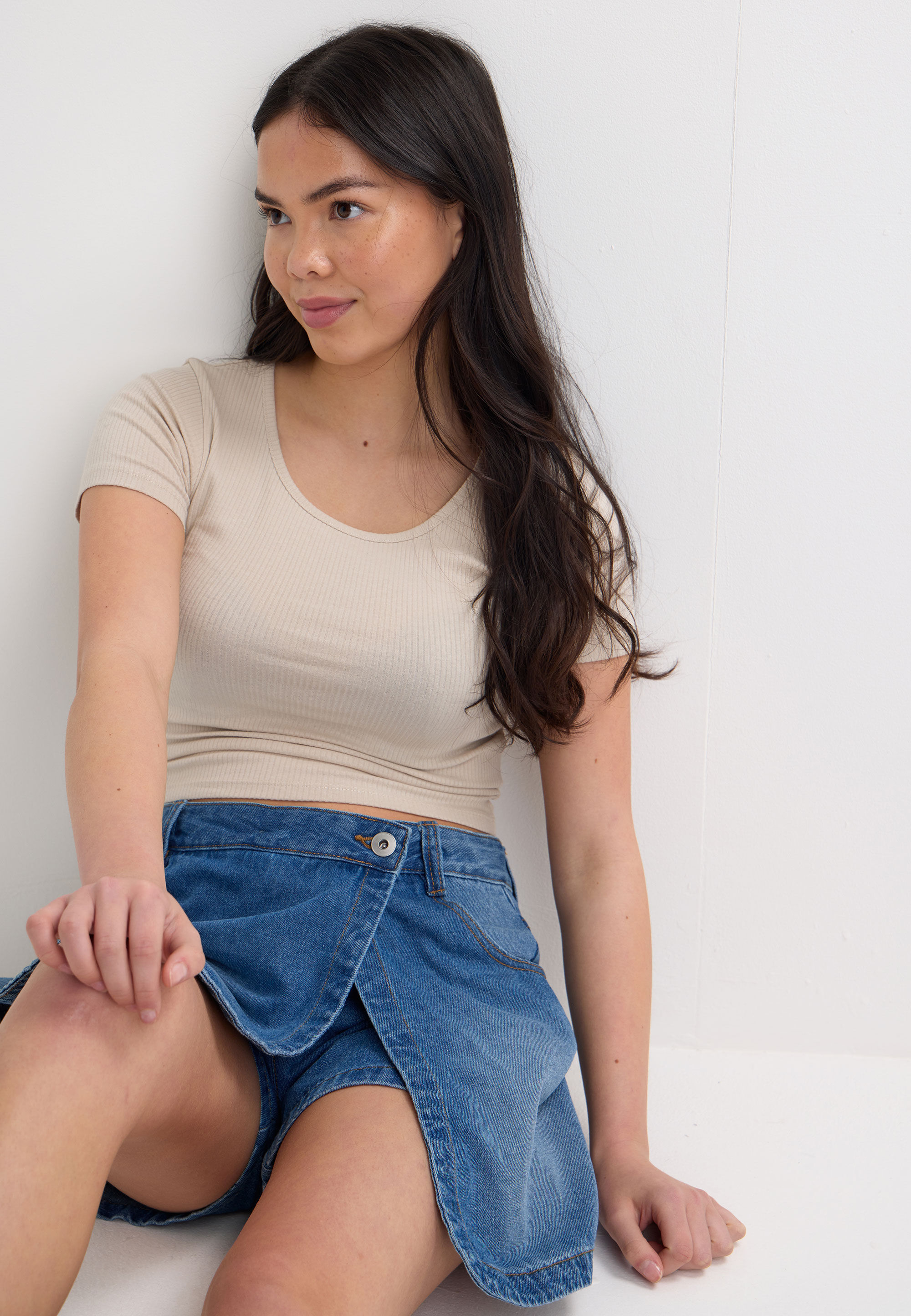 Older Girls Blue Plain Denim Skort