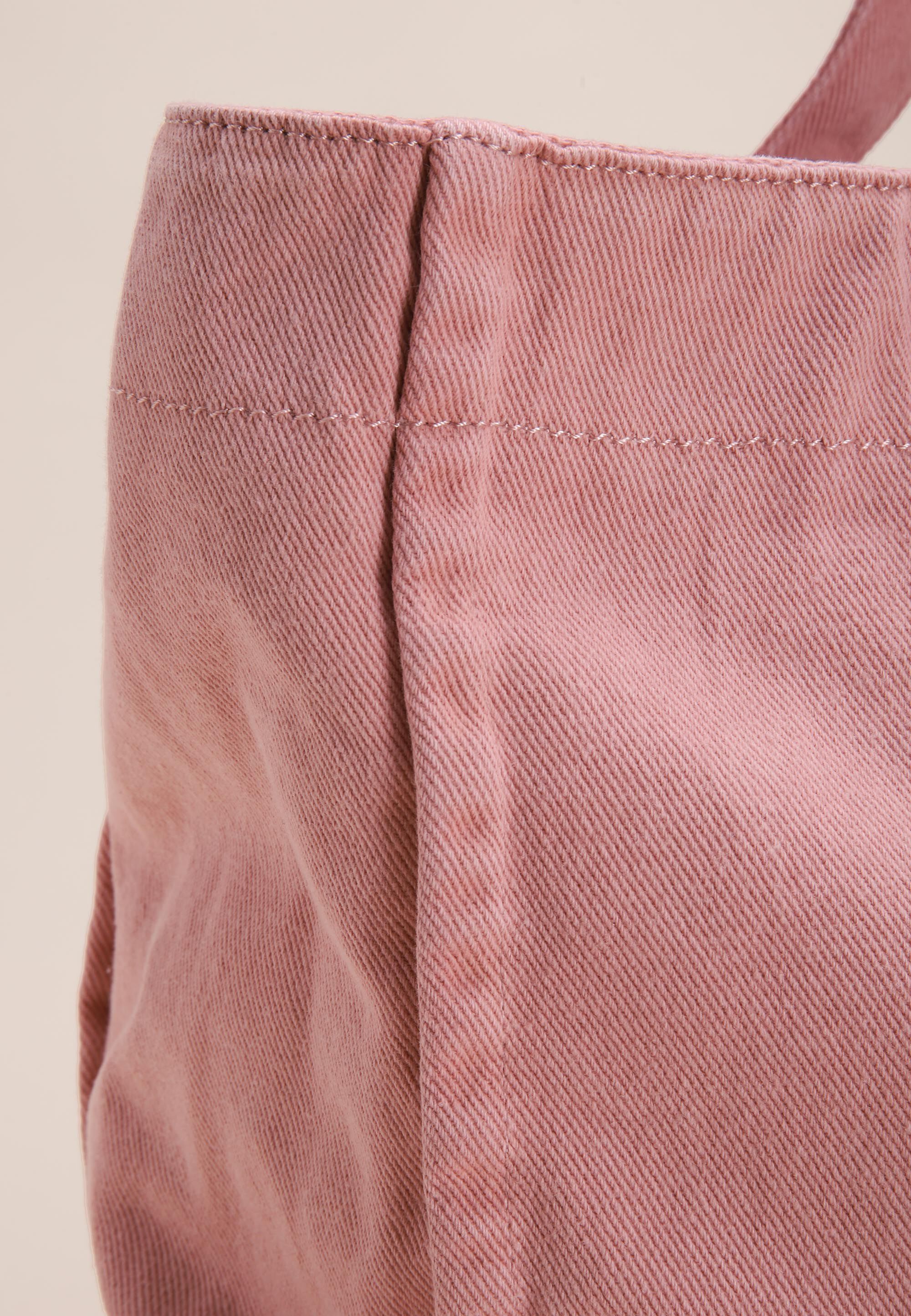 Womens Pink Plain Denim Tote Bag