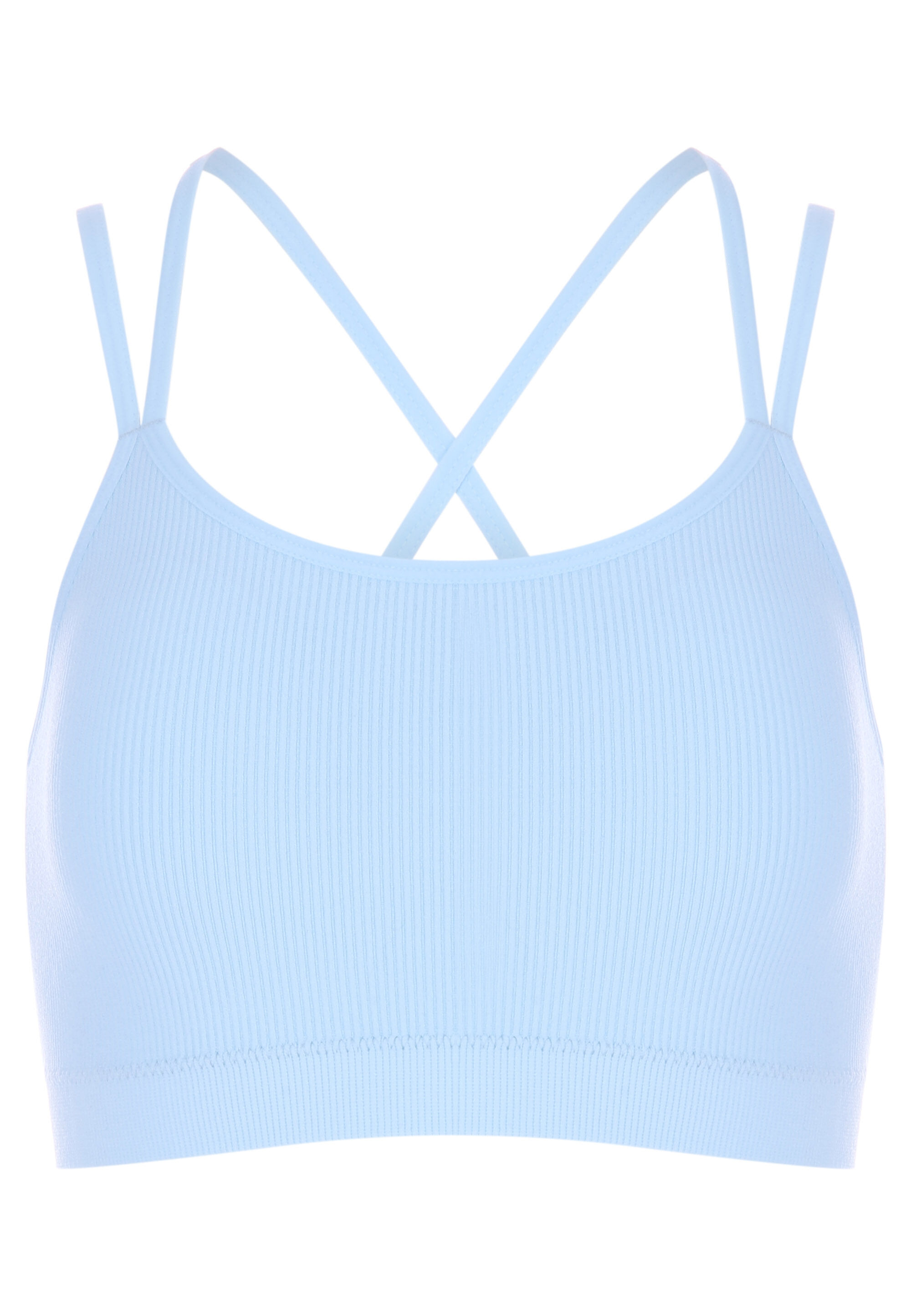 Older Girls Blue Rib Seam Free Crop Top