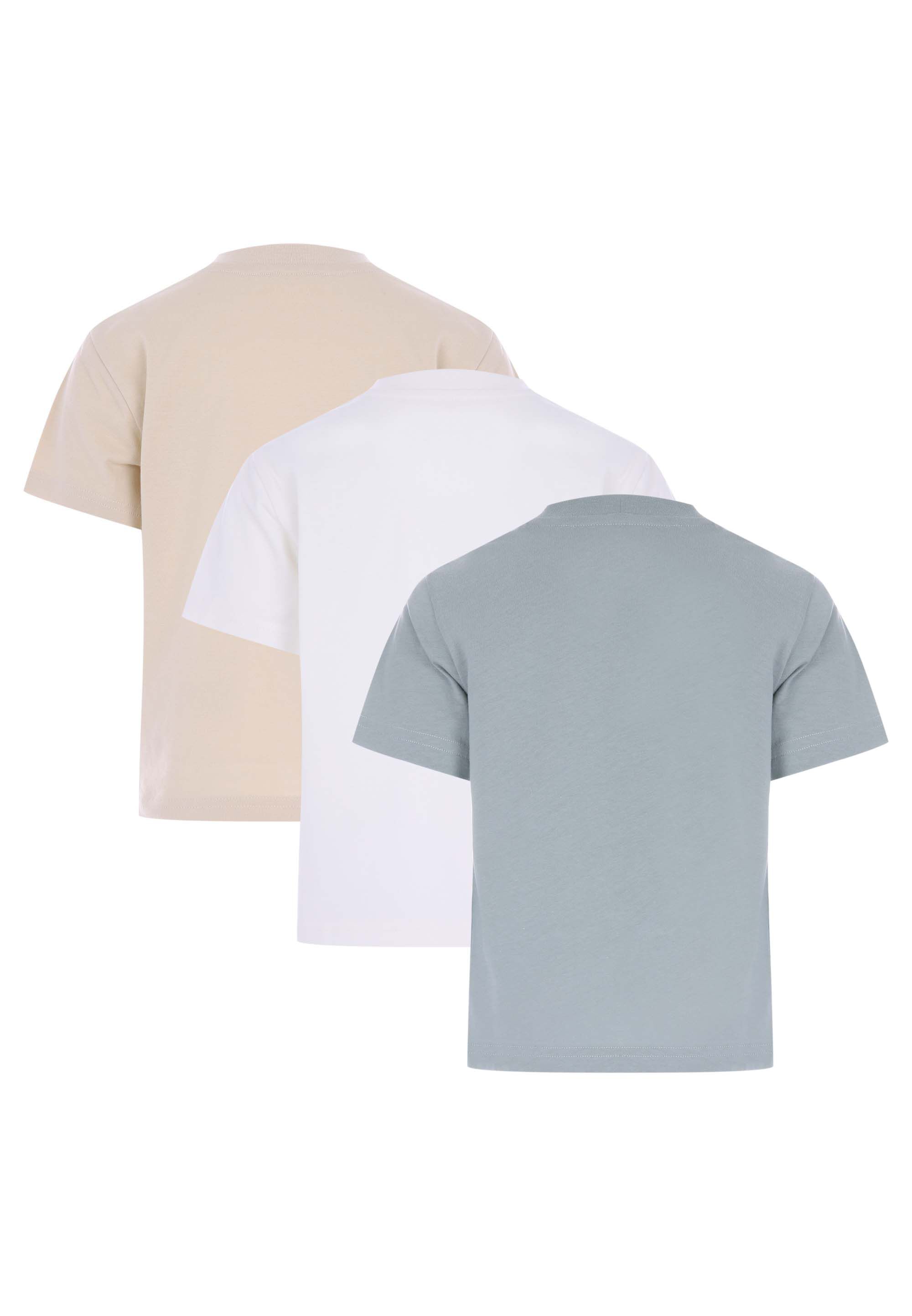 Younger Boys 3pk Green, White & Stone Plain T-shirts