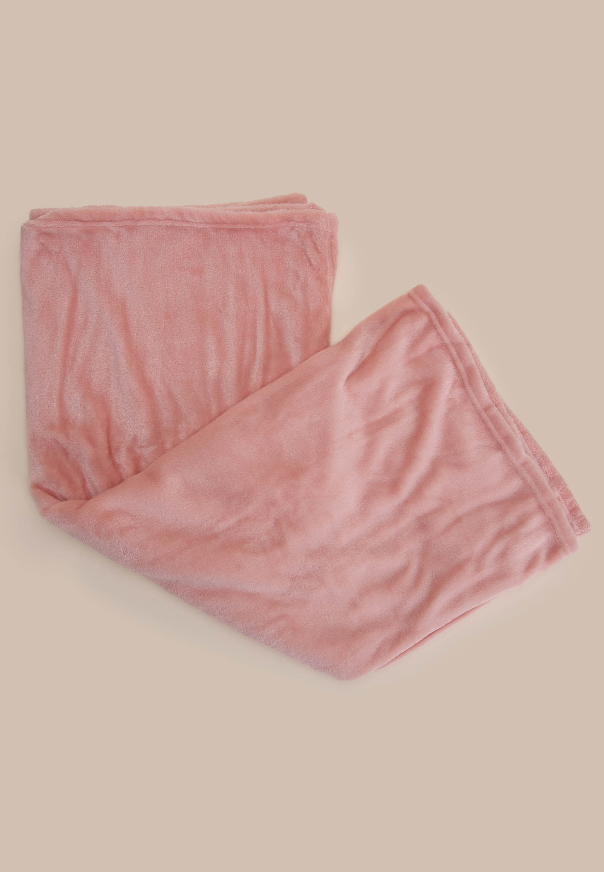 Womens Pink Plain Travel Blanket Set