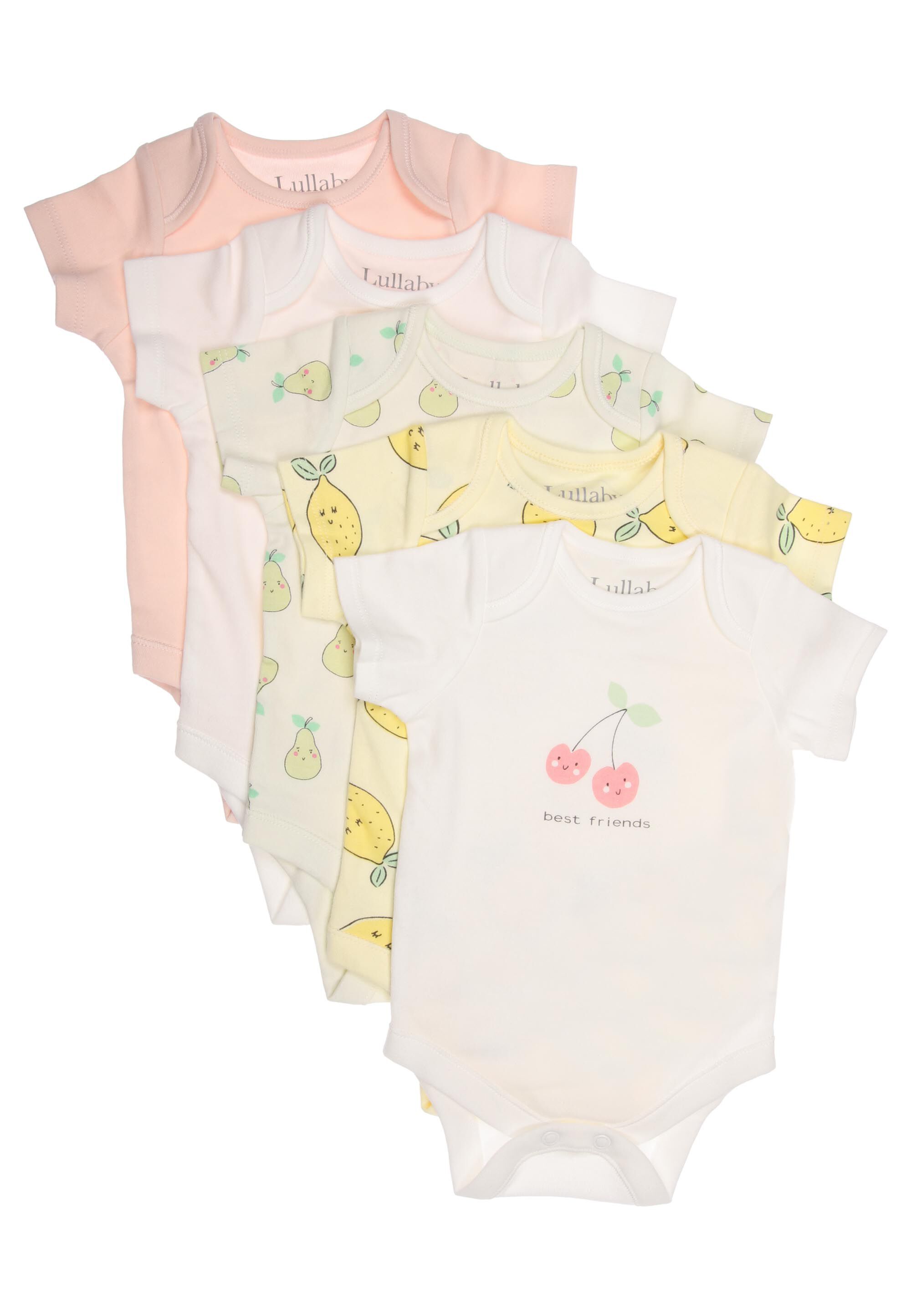 Baby Girls 5pk Yellow Fruit Bodysuits