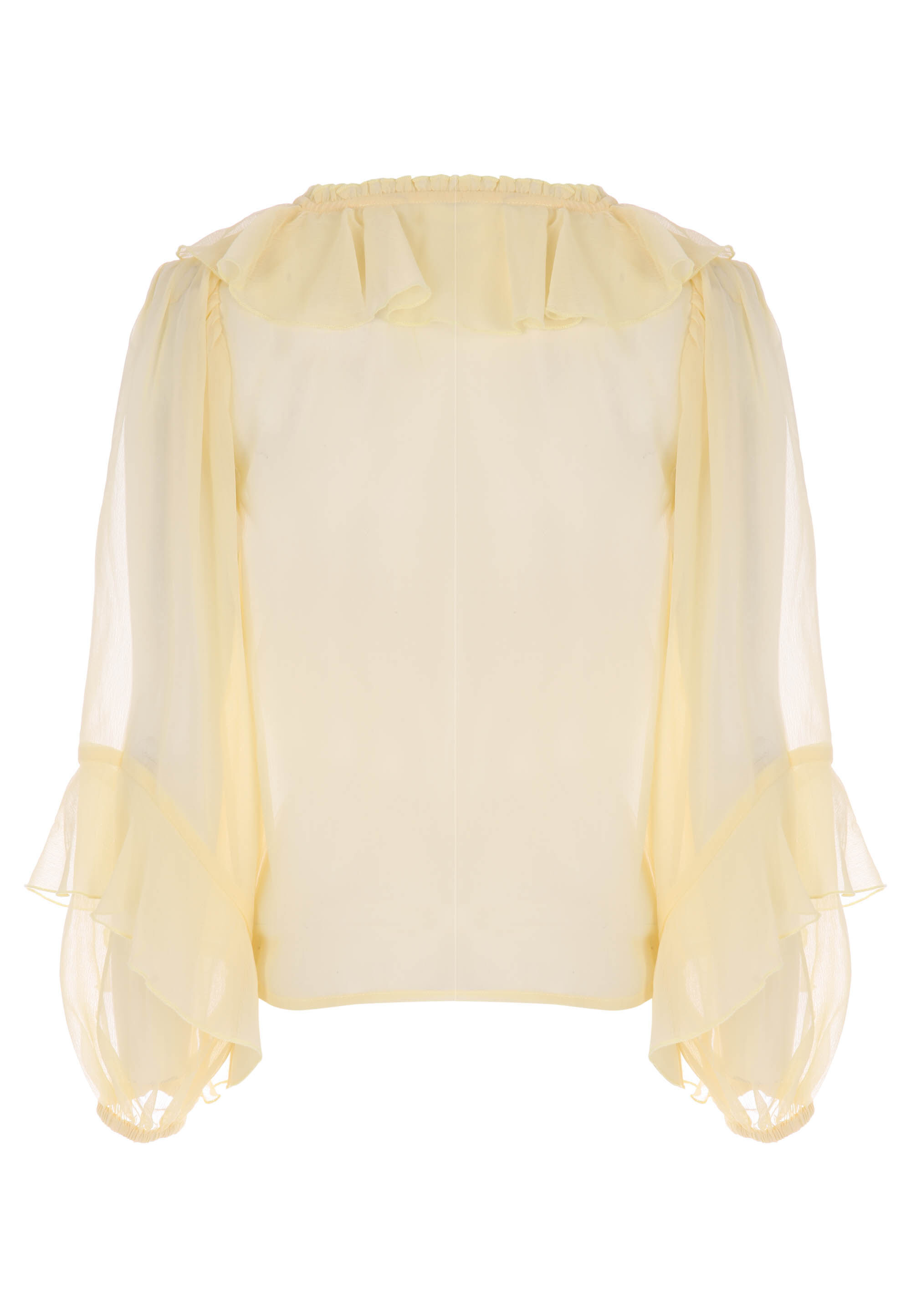 Womens Lemon V-Neck Ruffle Detail Blouse