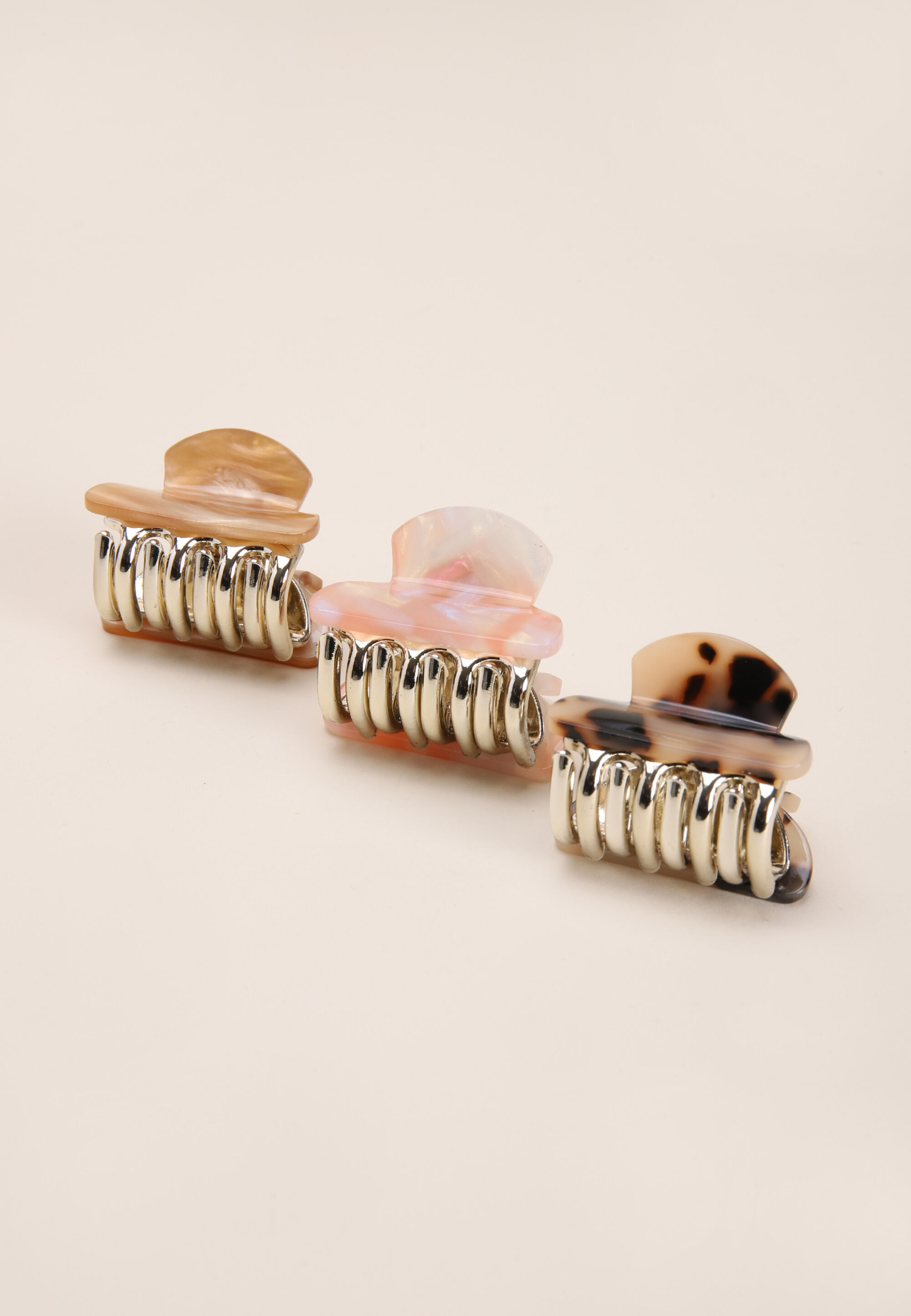 Womens Brown 3pk Mini Bulldog Clips