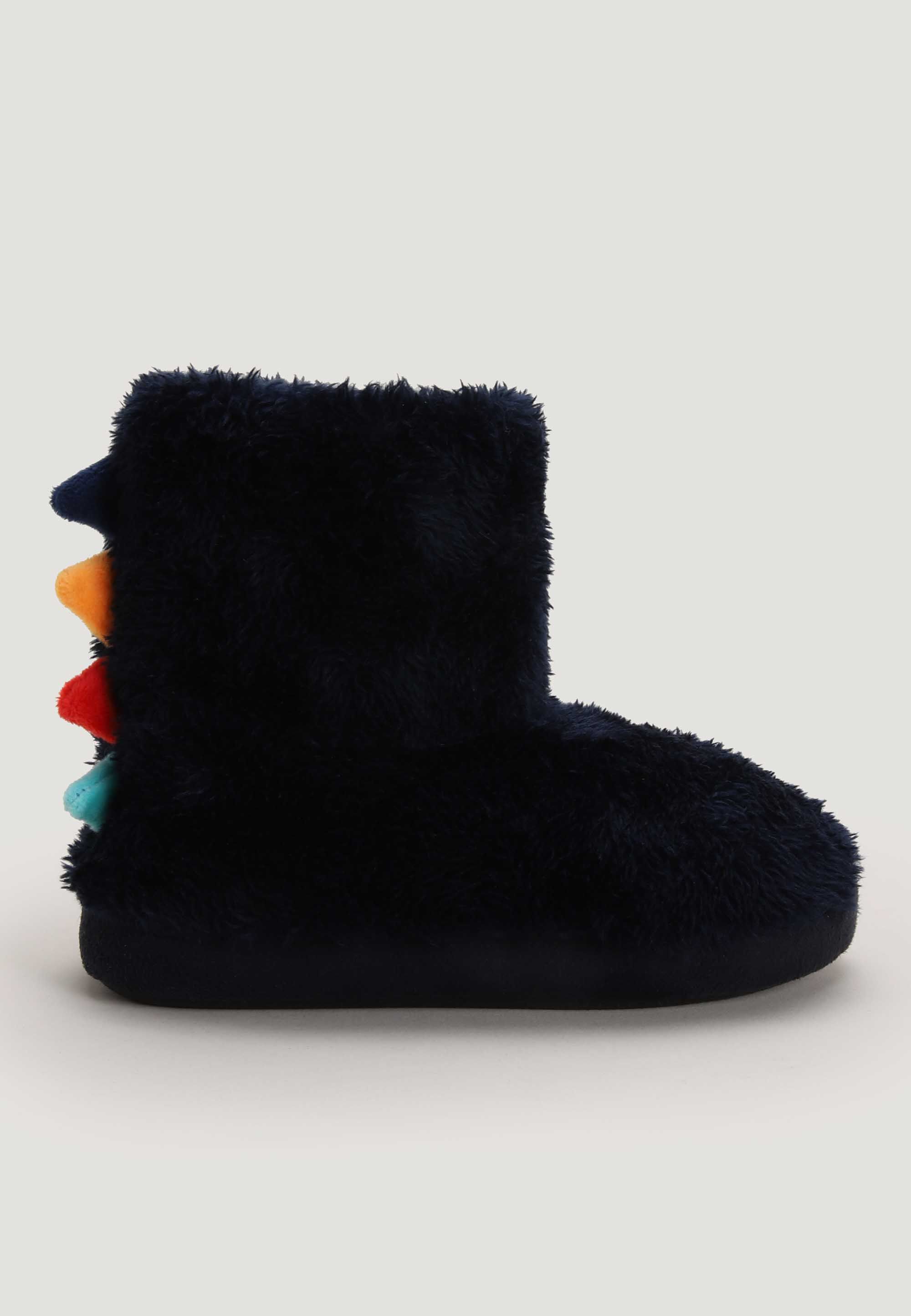 Younger Boys Navy Dinosaur Fleece Slipper Boots