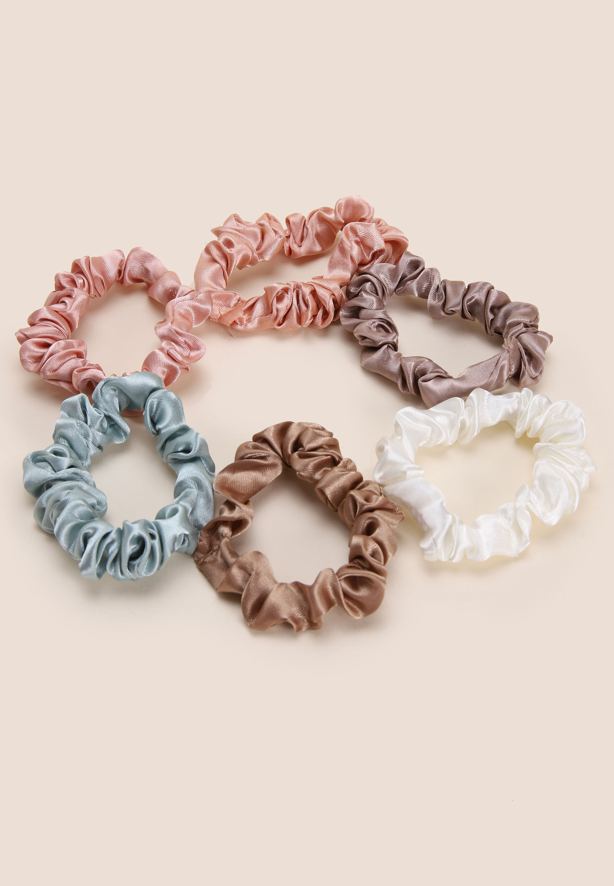Womens 6pk Assorted Satin Scrunchies