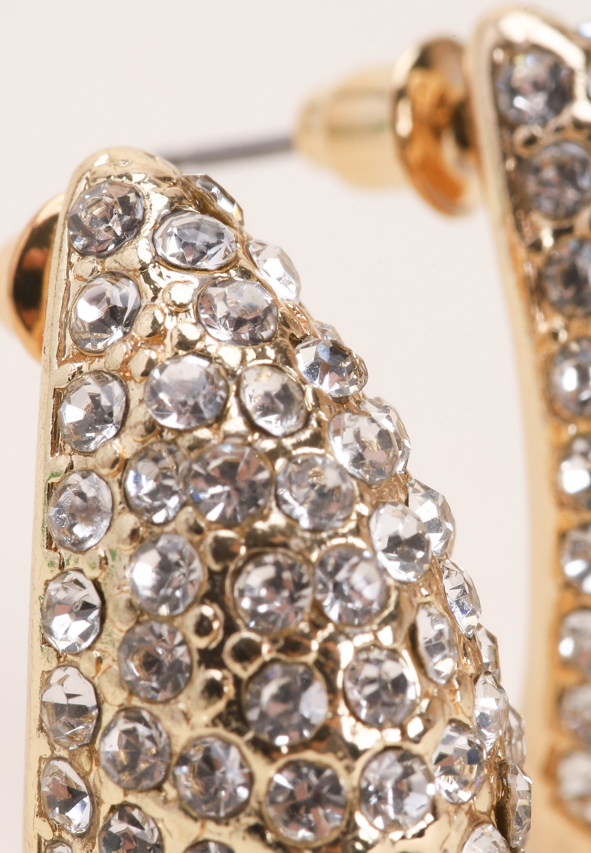 Womens Gold Diamante Embellished Teardrop Earrings