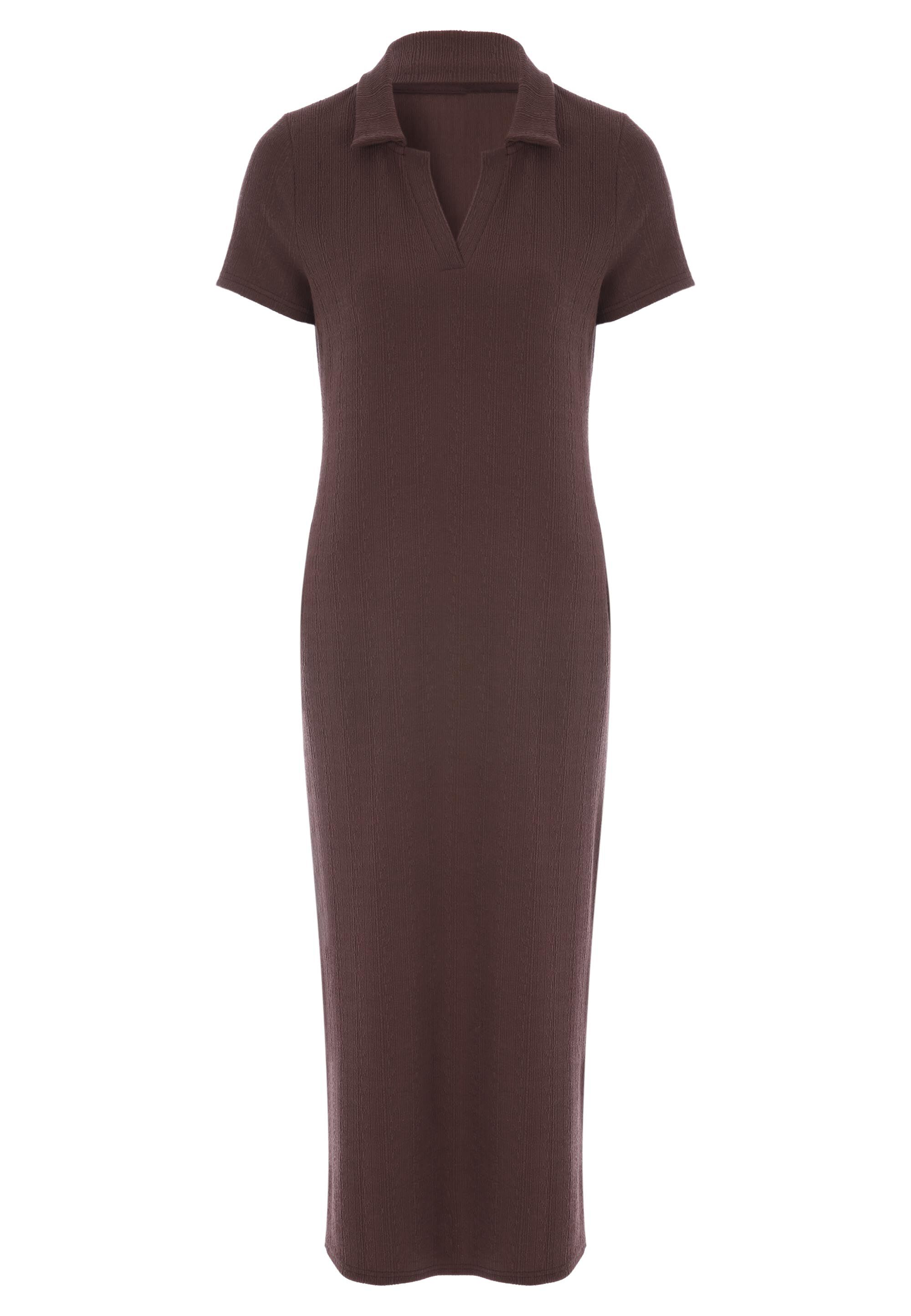 Womens Browns Textured Collar Midi Dress