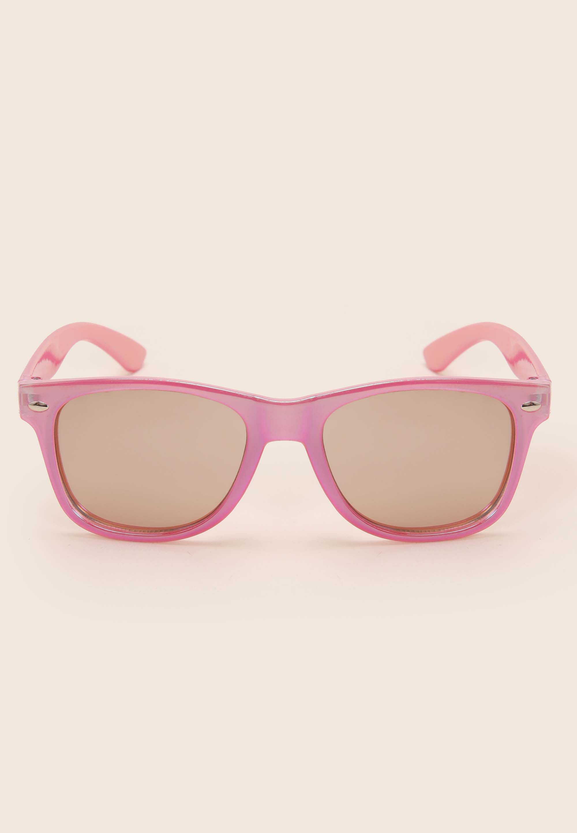 Girls Pink Shimmer Retro Sunglasses