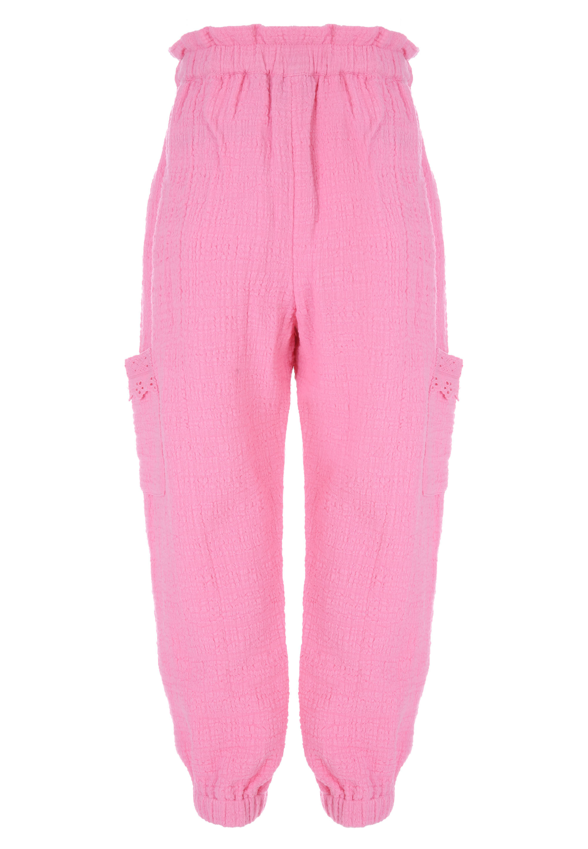 Younger Girls Pink Drawstring Cargo Trousers