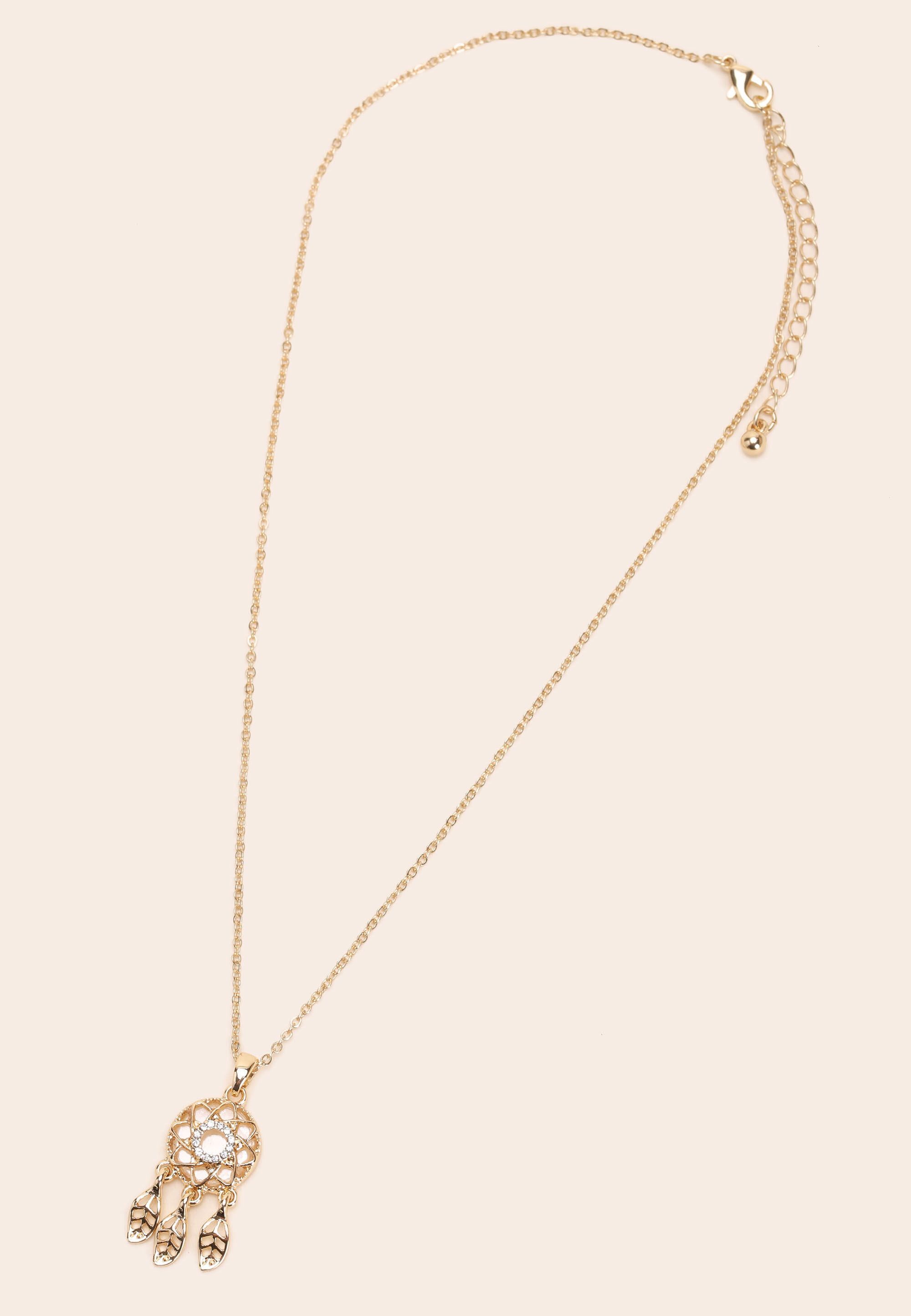 Womens Gold Dreamcatcher Charm Necklace