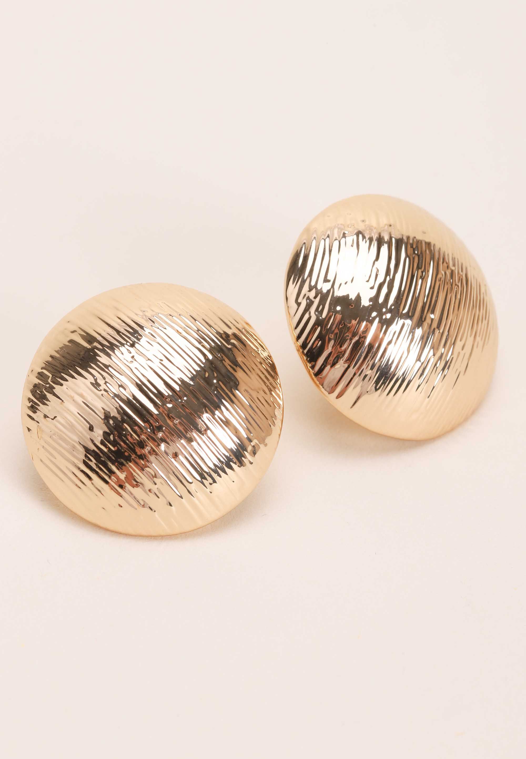 Womens Gold Large Textured Stud Earrings