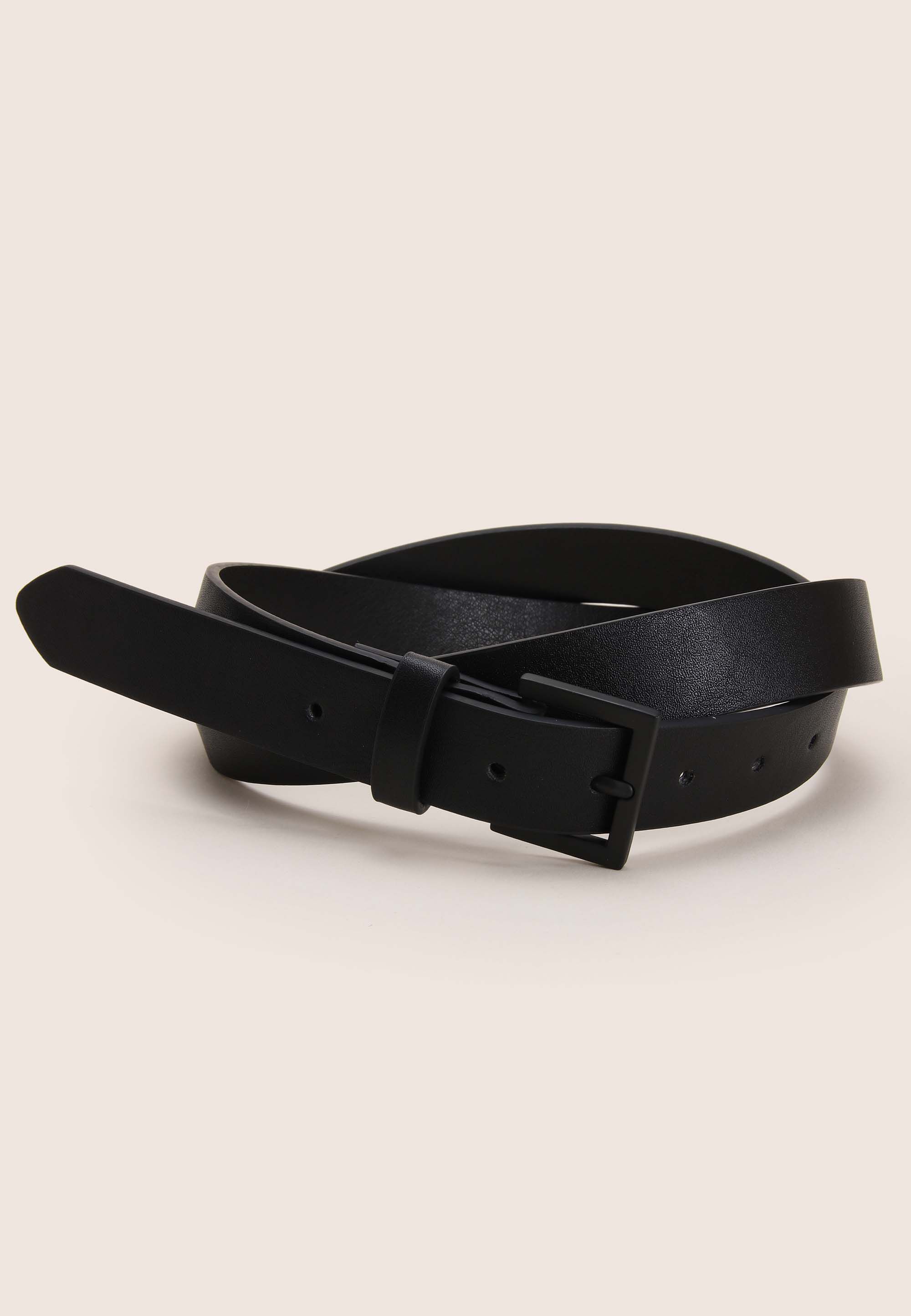 Mens Black Skinny Matte Belt