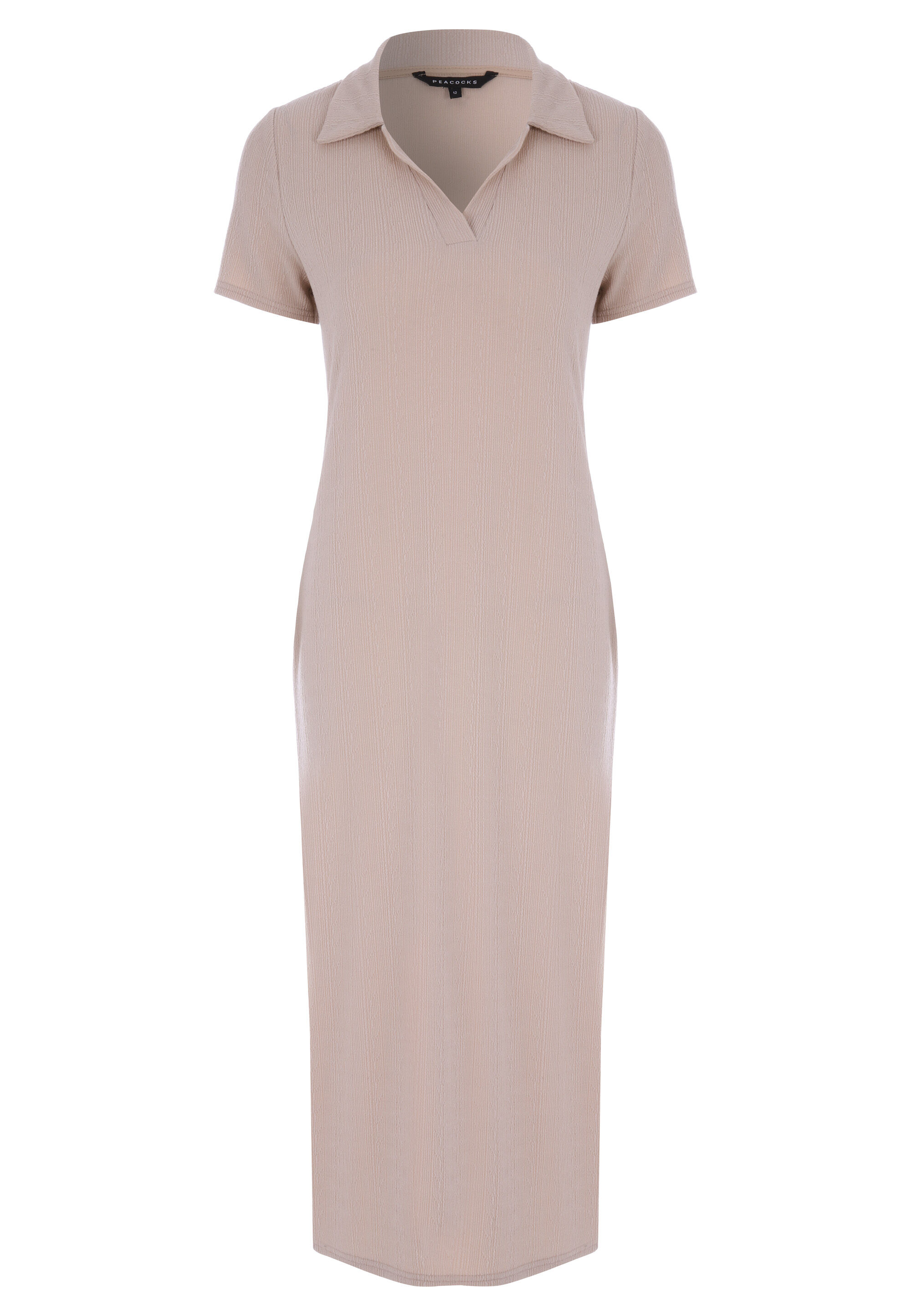 Womens Cream Textured Collar Midi Dress