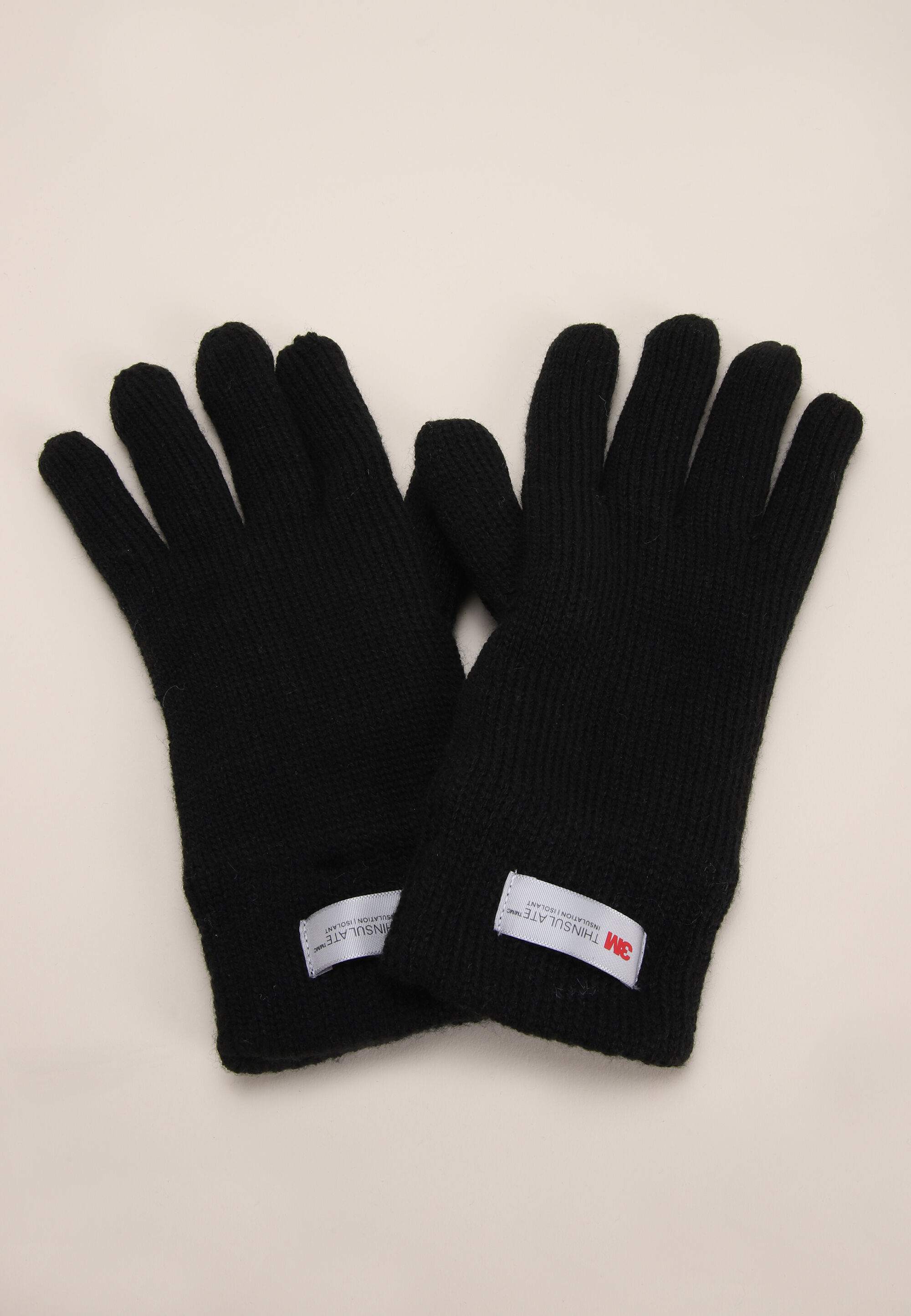 Old Boys Black Ribbed Thinsulate Beanie Gloves