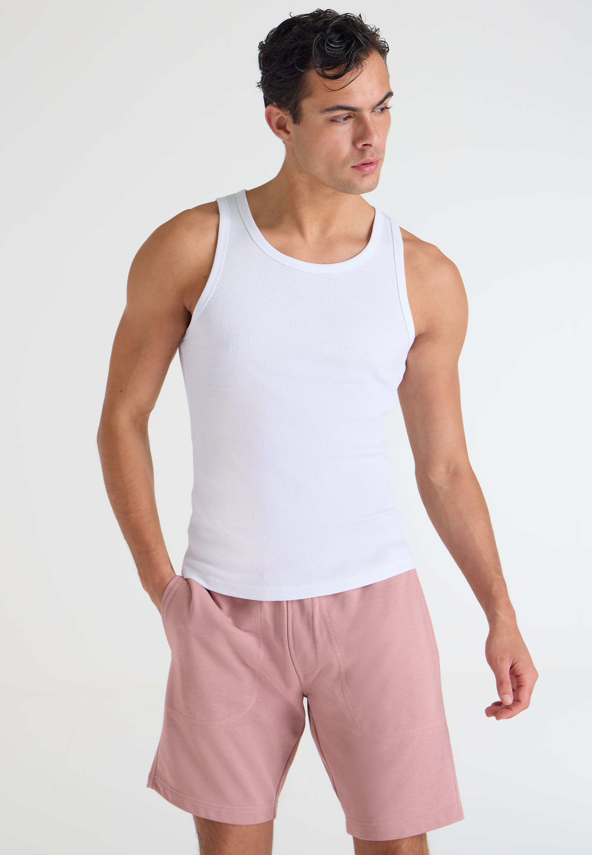 Mens Pink Casual Sweat Shorts