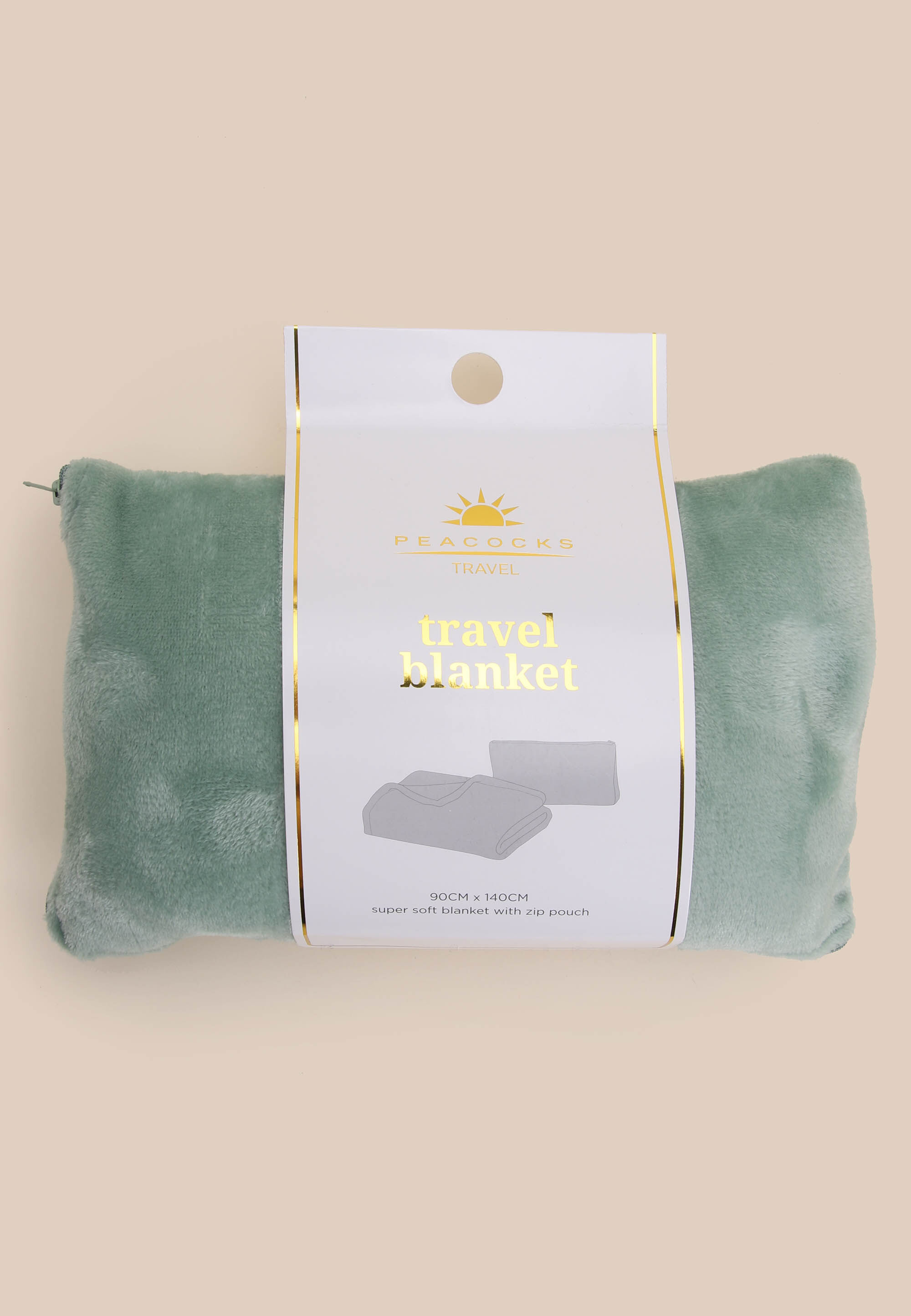 Womens Sage Plain Travel Blanket Set