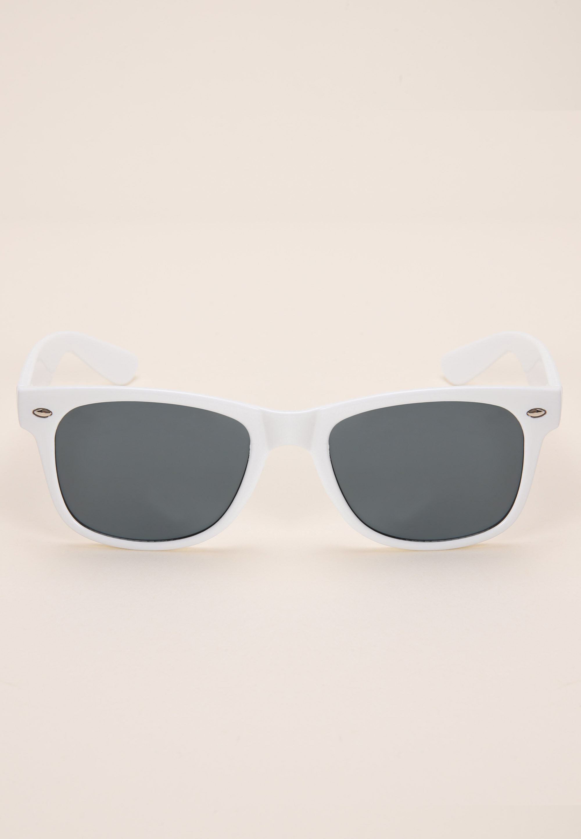 Girls White Plain Retro Sunglasses