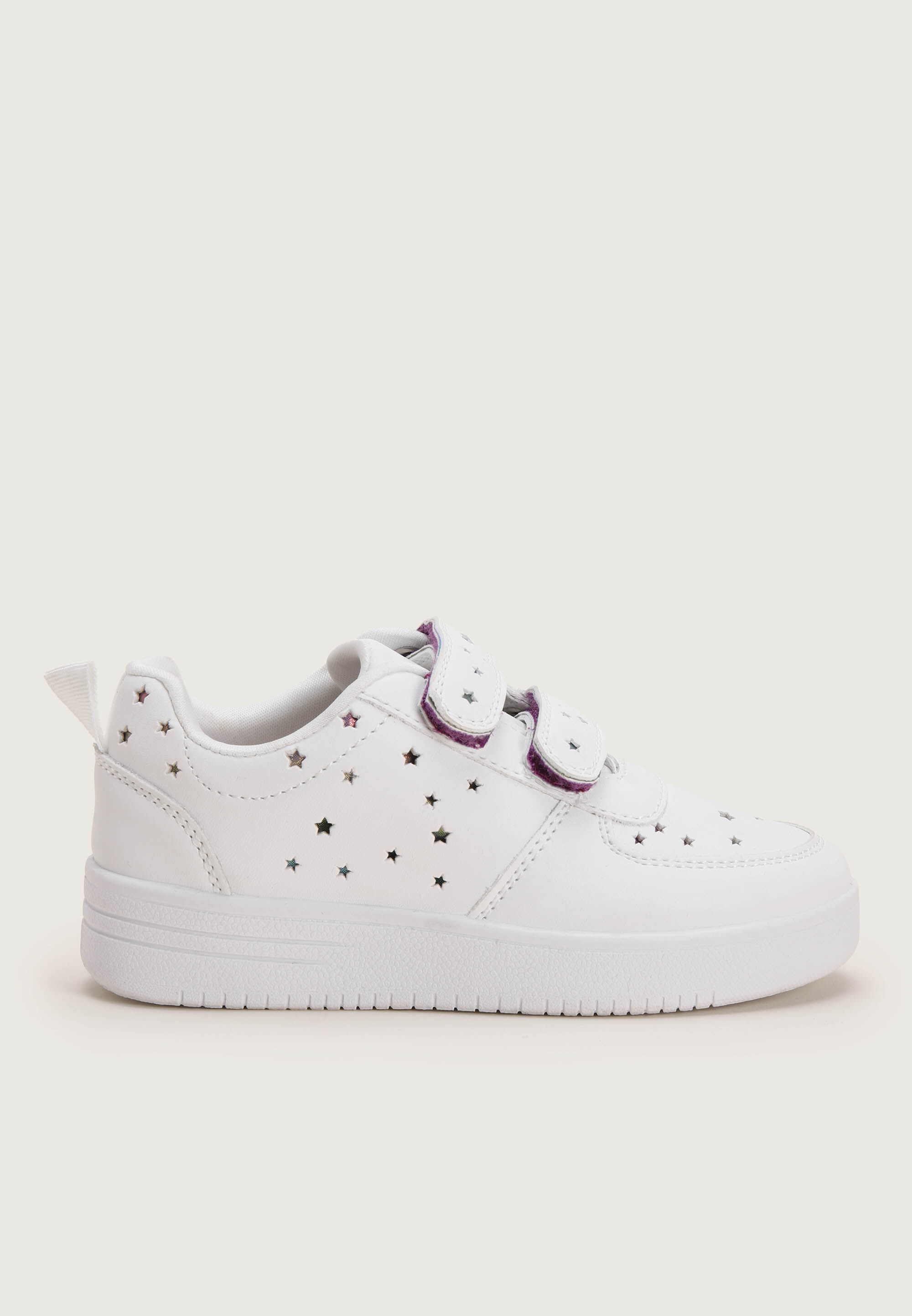 Younger Girl White Rainbow Star Trainers