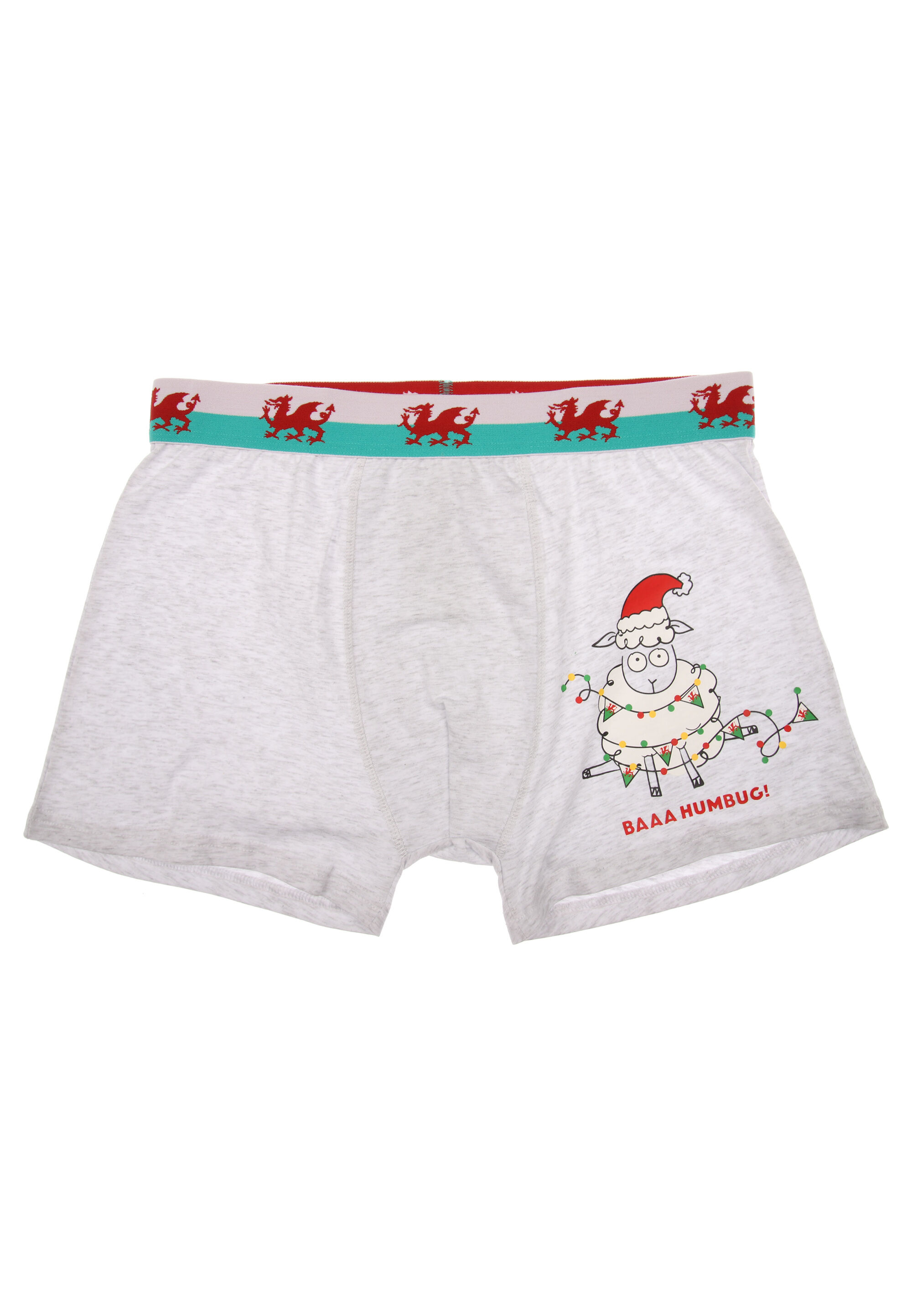 Mens Grey Christmas Welsh Sheep Novelty Trunks